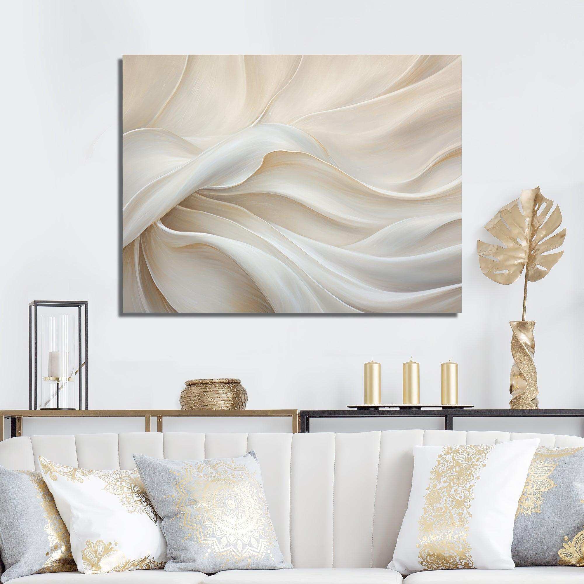 White Silk Fabric River - Fashion Canvas Wall Art