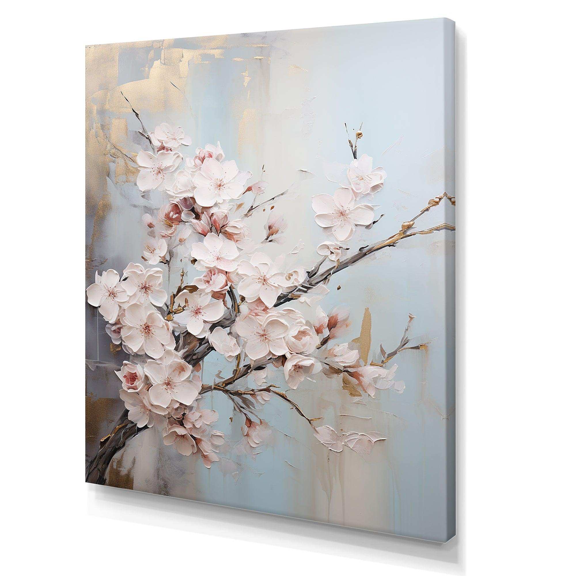 Minimalism Beige Cherry Blossom I - Floral Canvas Wall Art