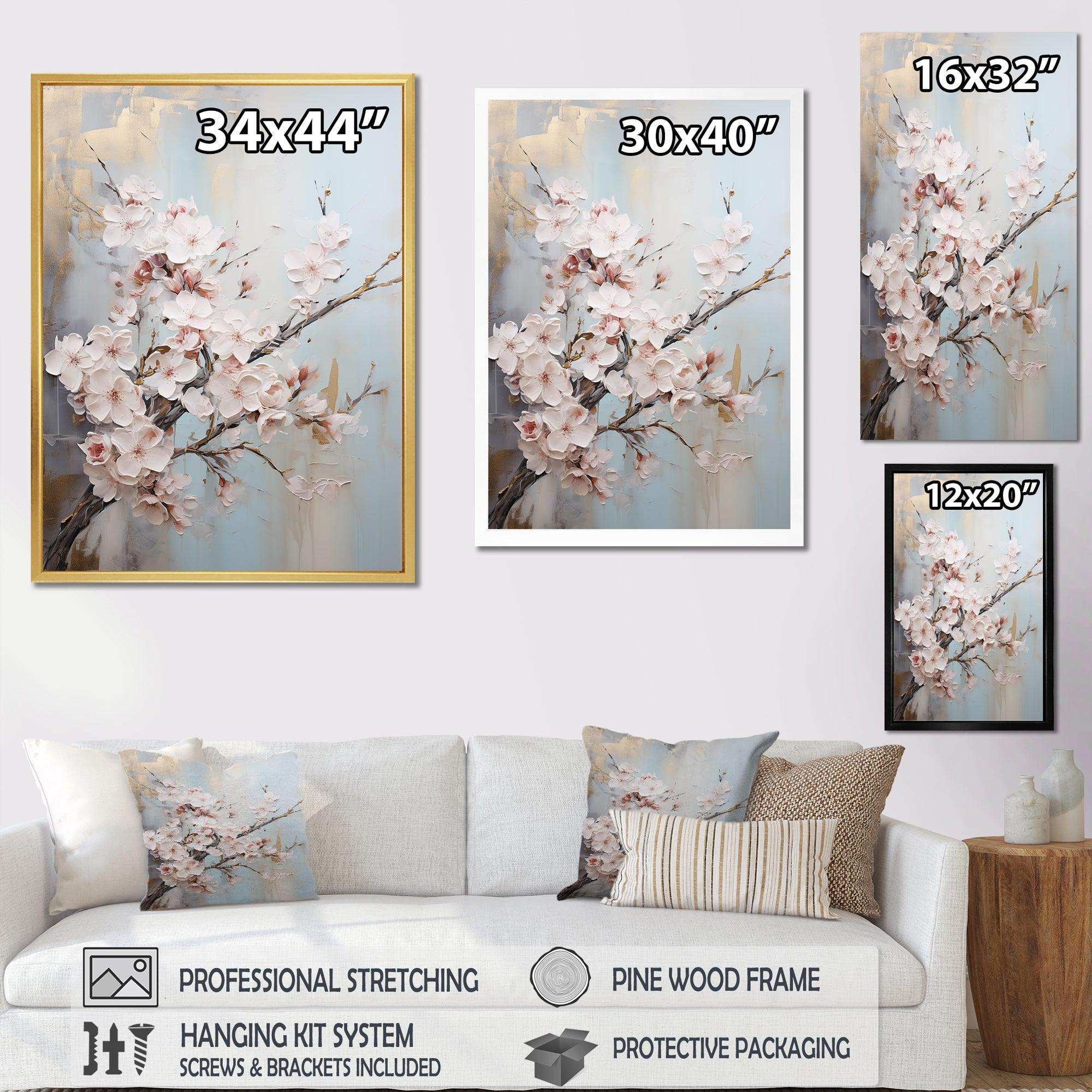 Minimalism Beige Cherry Blossom I - Floral Canvas Wall Art