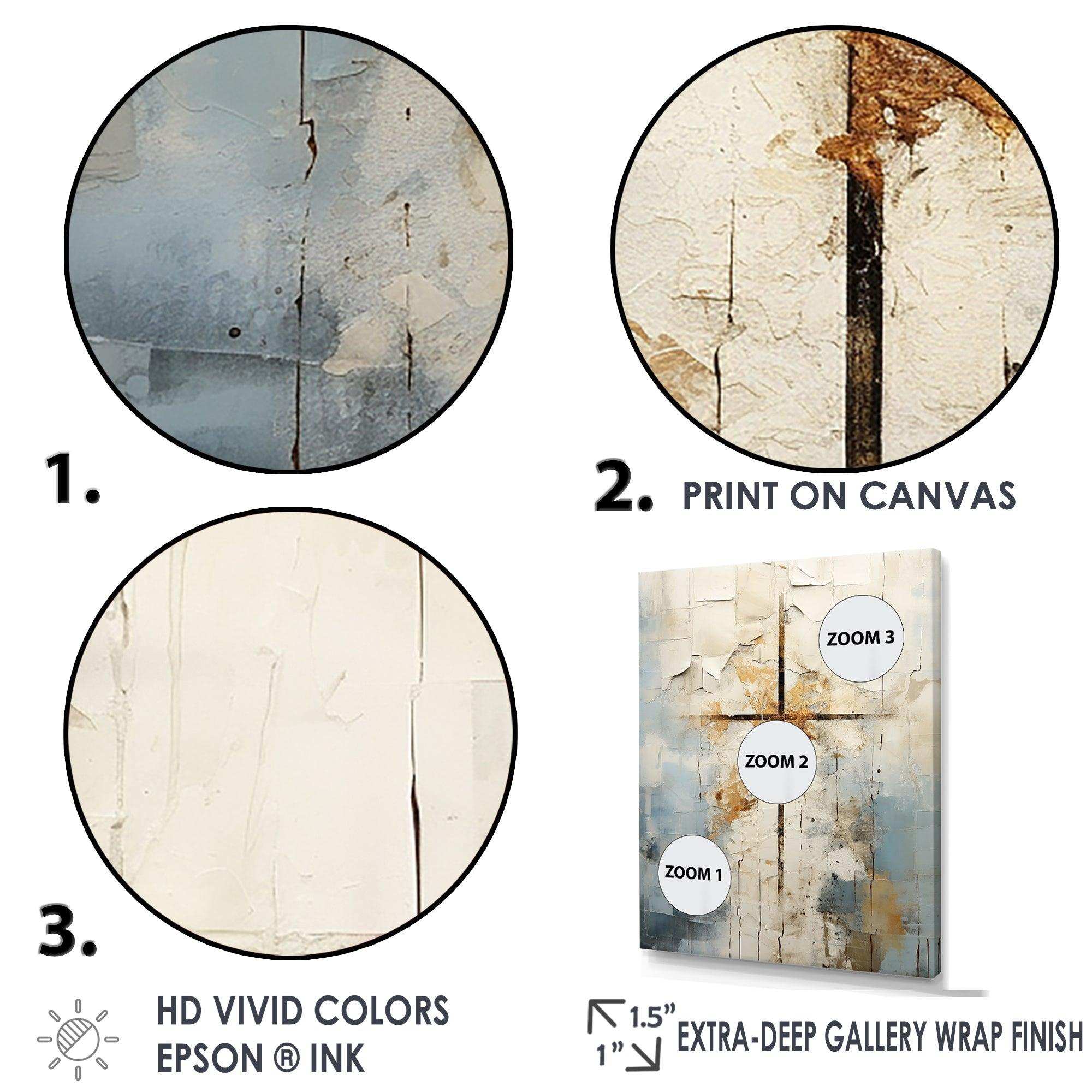 Beige Christianity Cross Of Jessus II - Spiritual Canvas Wall Art