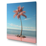 Sea Breeze Blue And Pink Plam Tree I - Coastal Canvas Wall Art