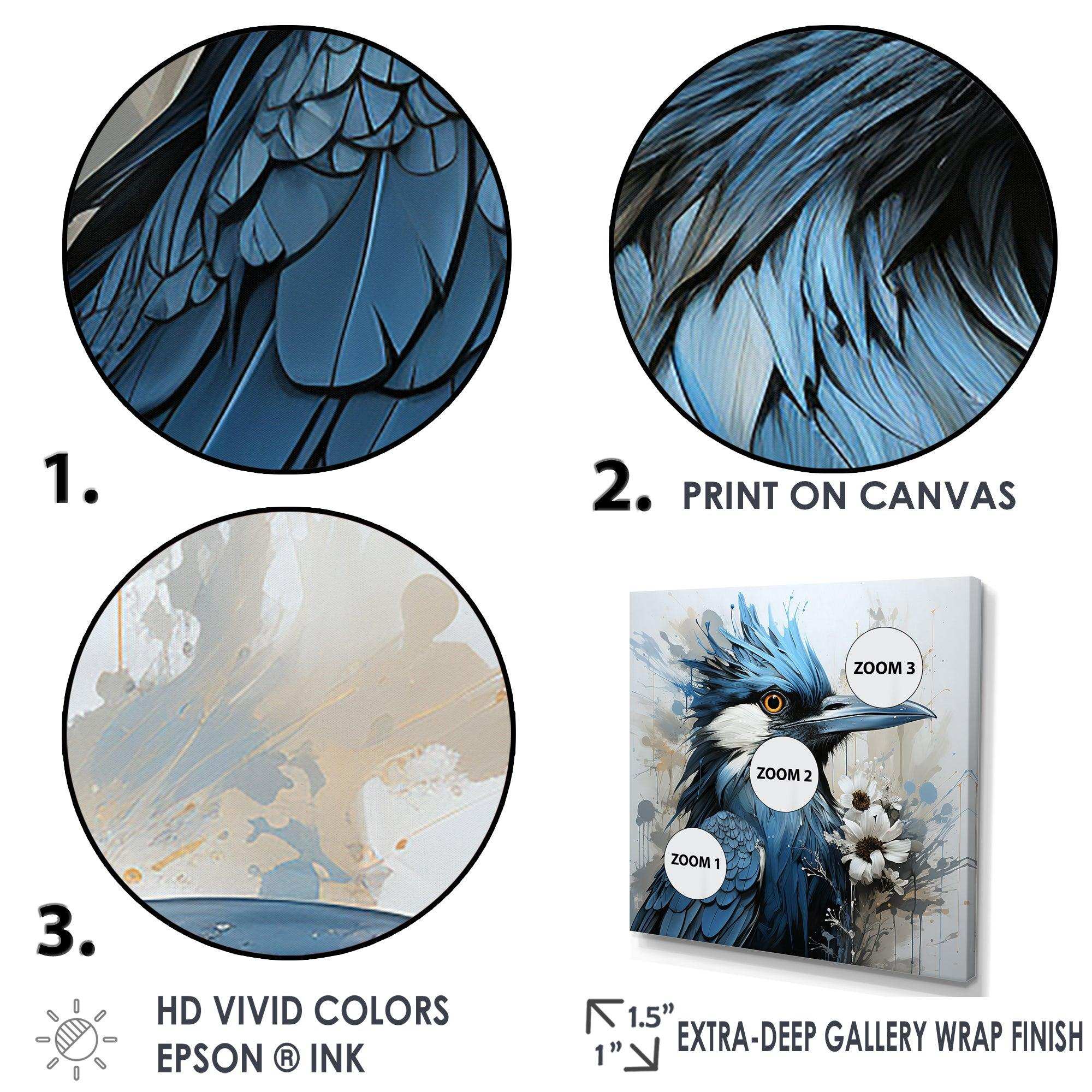 Blue And Black Blue Jay Bird - Animals Canvas Wall Art