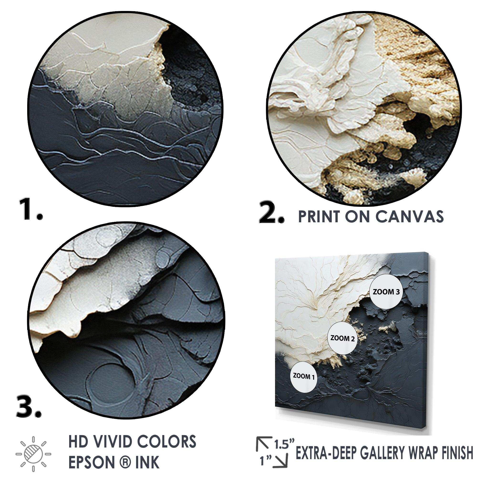 Minimalism Black And White Paint Wave III - Coastal Canvas Wall Art