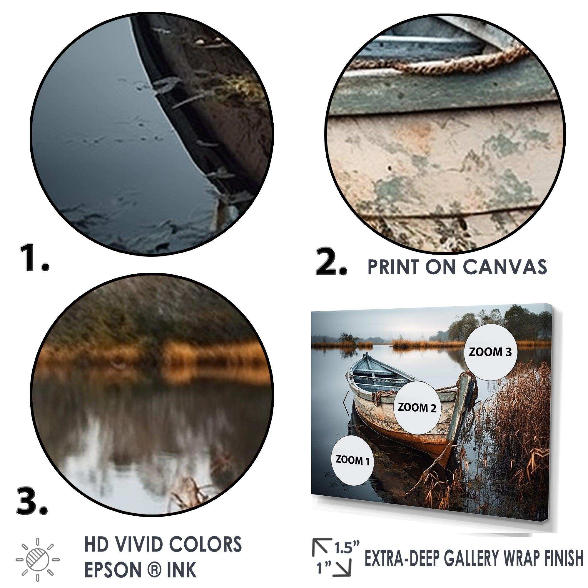 Coastal Boat Charm In Autumn - Coastal Canvas Wall Art