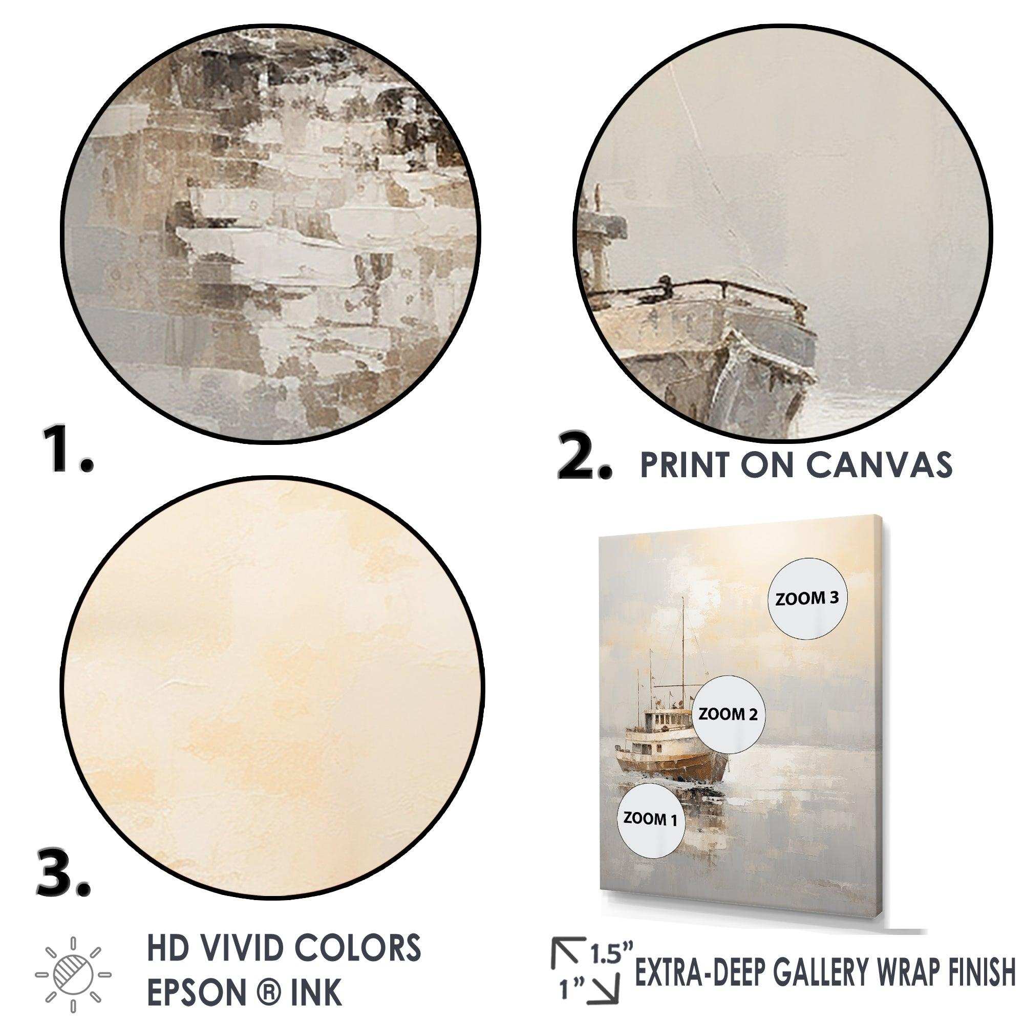 Minimalism Fishing Boat Horizon - Coastal Canvas Wall Art