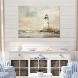 Minimal Grey Light House - Coastal Canvas Wall Art