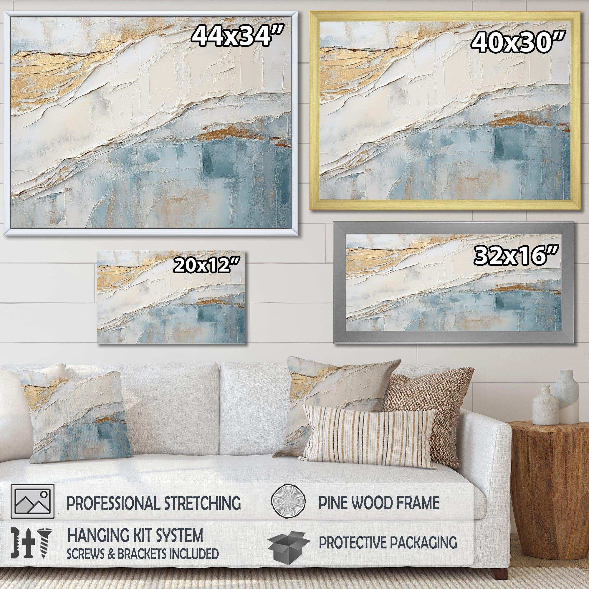 Minimalism Beige And Grey Wave Horizon II - Coastal Canvas Wall Art
