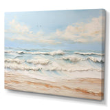 Modern Coastal Beige And Blue Beach - Coastal Canvas Wall Art