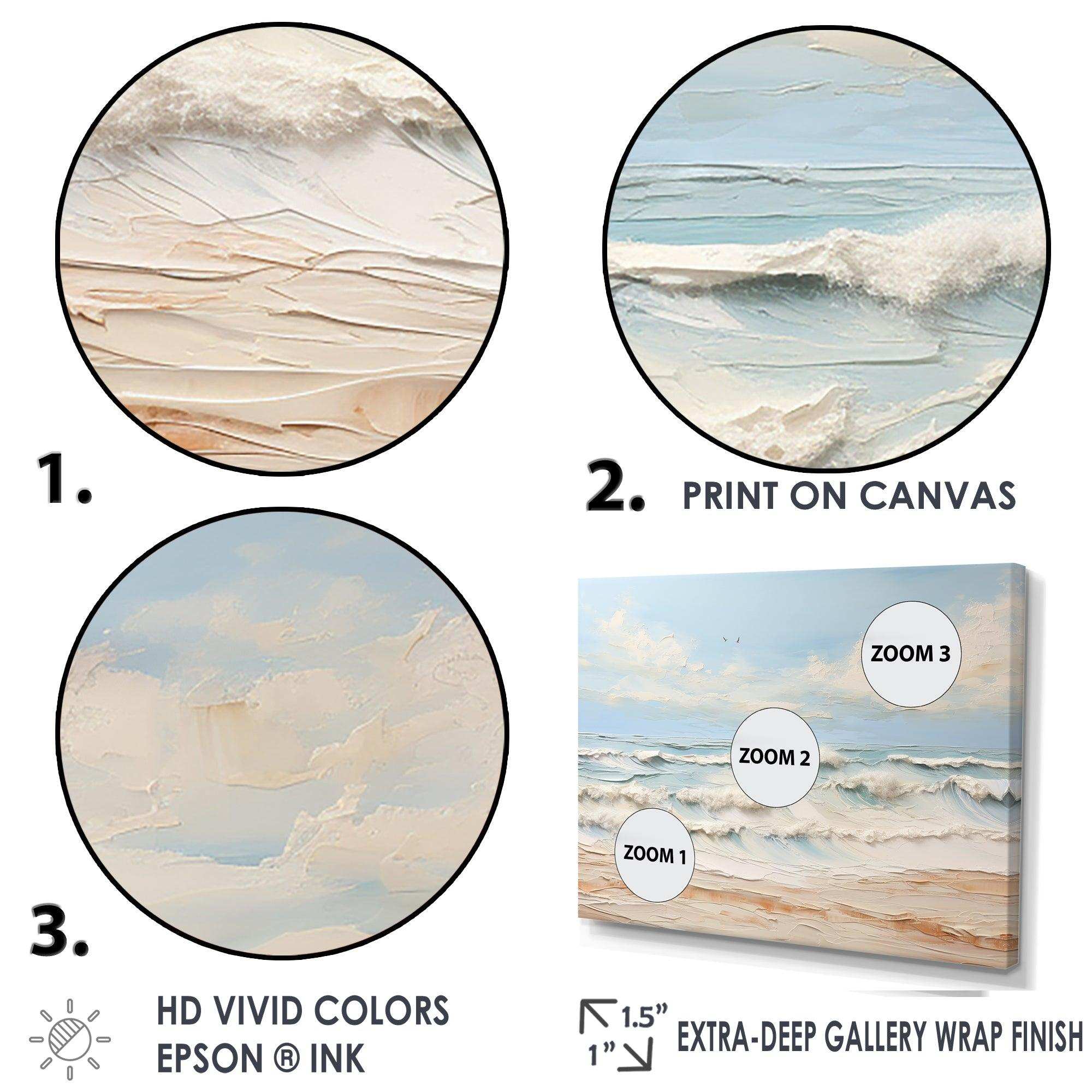 Modern Coastal Beige And Blue Beach - Coastal Canvas Wall Art