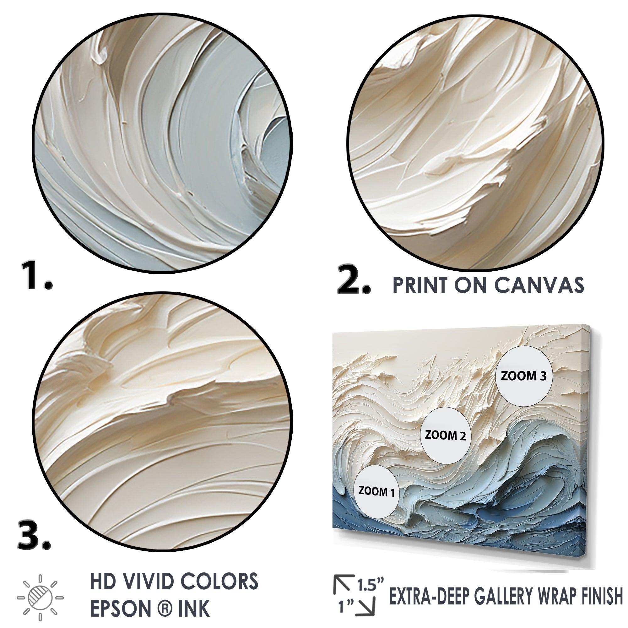 White And Blue Wave Papercut Style - Coastal Canvas Wall Art