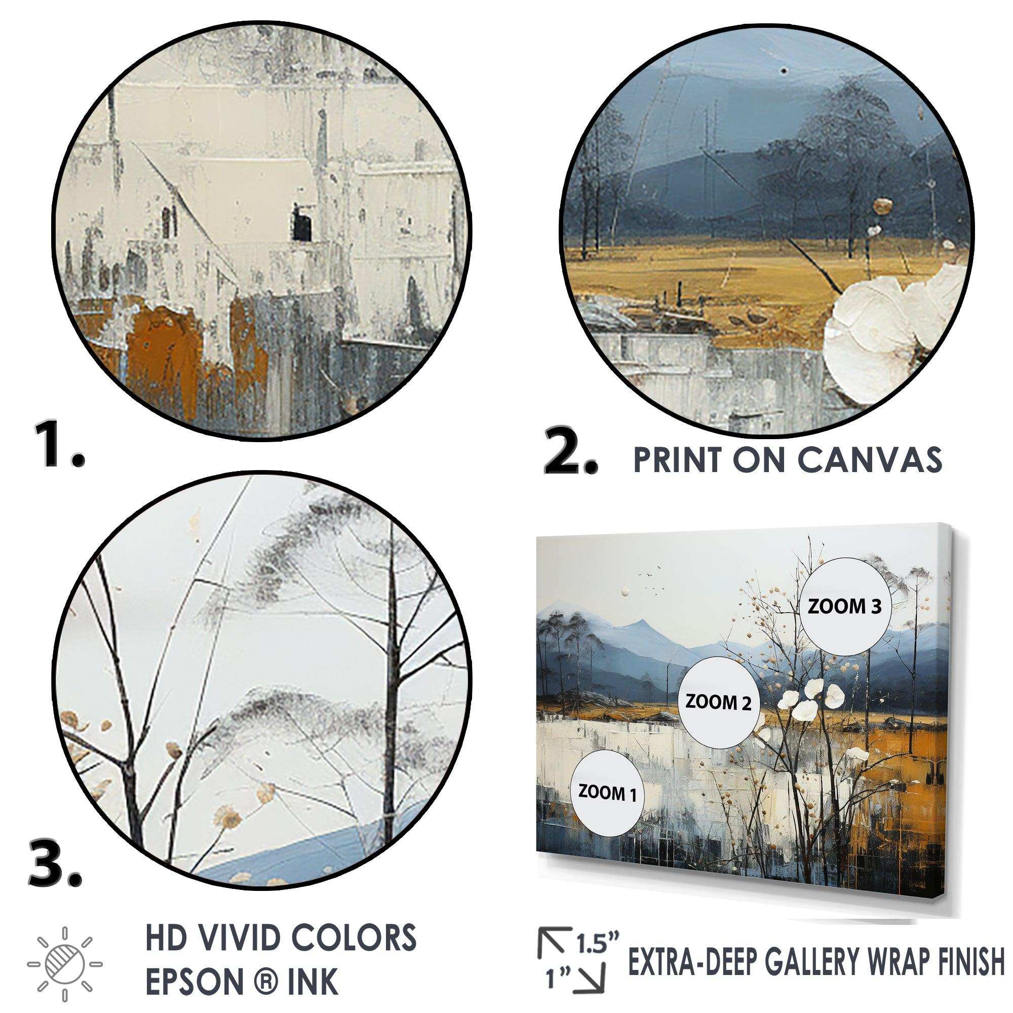 Minimalism Beige And Blue Countryside IV - Landscapes Canvas Wall Art