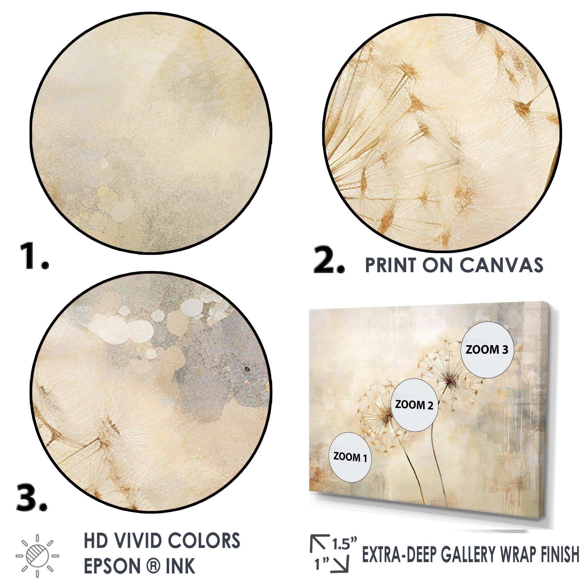 Dandelion Muted Tone - Floral Canvas Wall Art