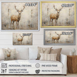 Minimalism Beige Deer Portrait - Animals Canvas Wall Art