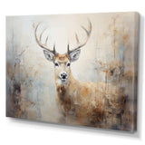 Minimalism Beige Deer Portrait IV - Animals Canvas Wall Art