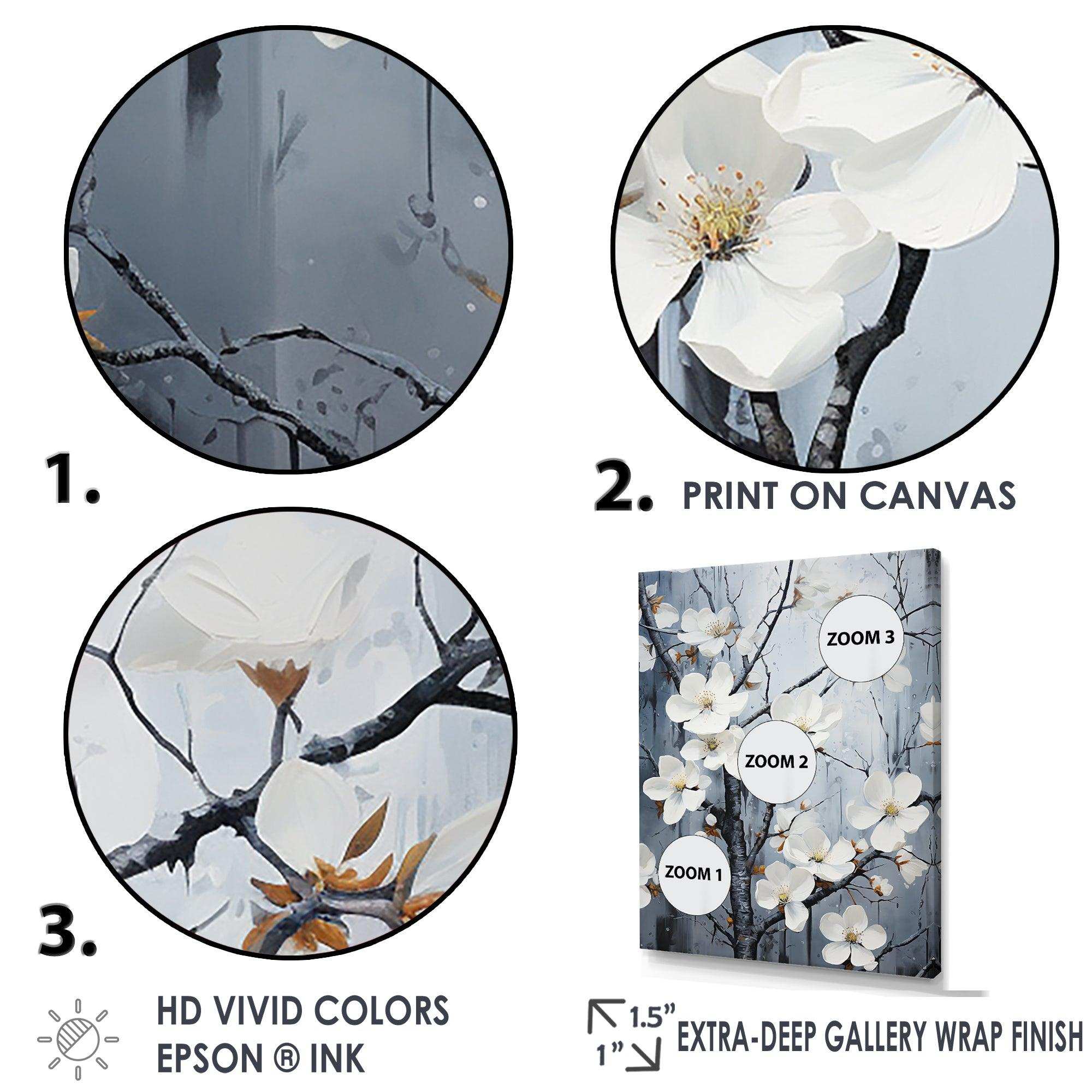 Ethereal Dogwood Blossom Dreams - Floral Canvas Wall Art