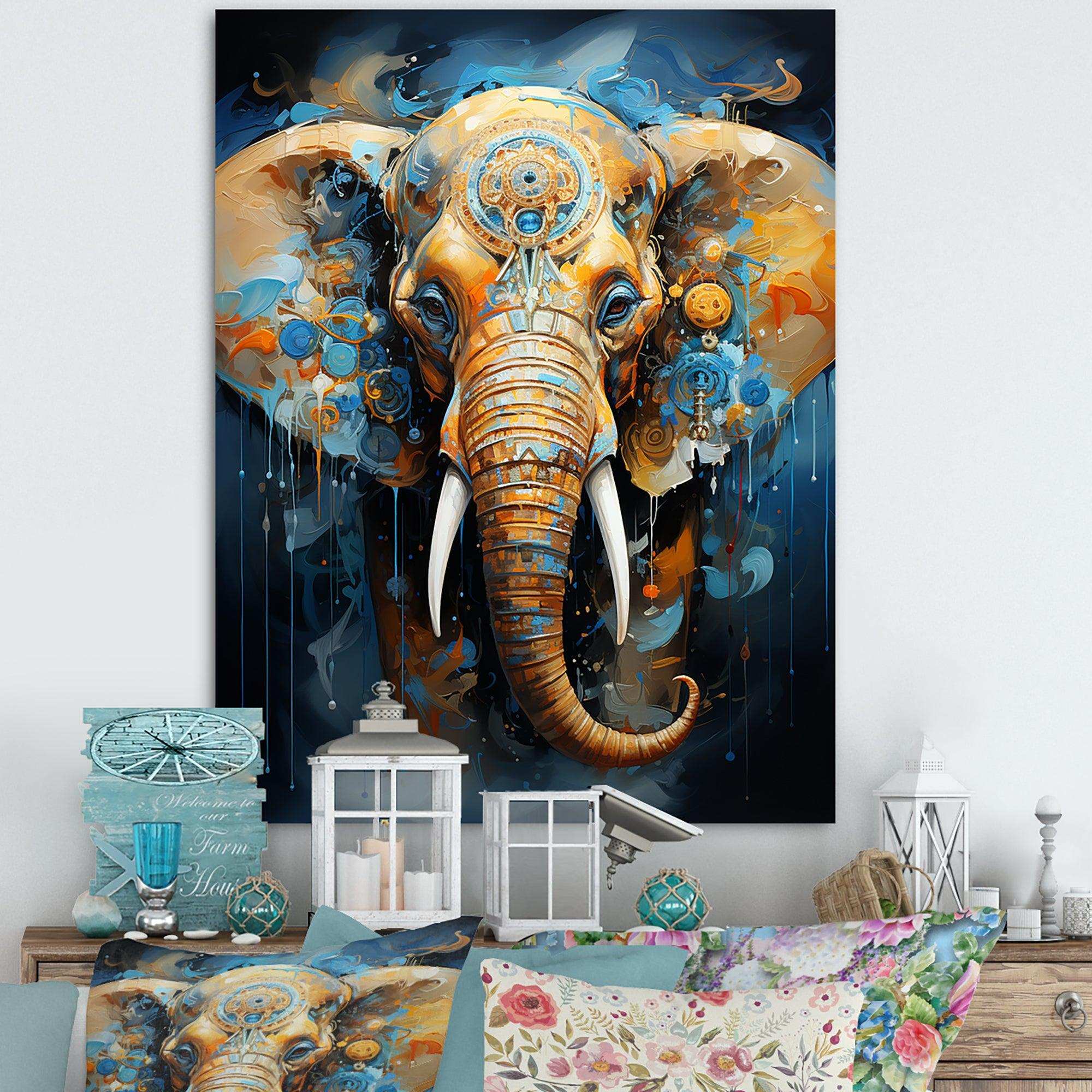 Abstract Elephant Dreamscape Portrait II - Animals Canvas Wall Art