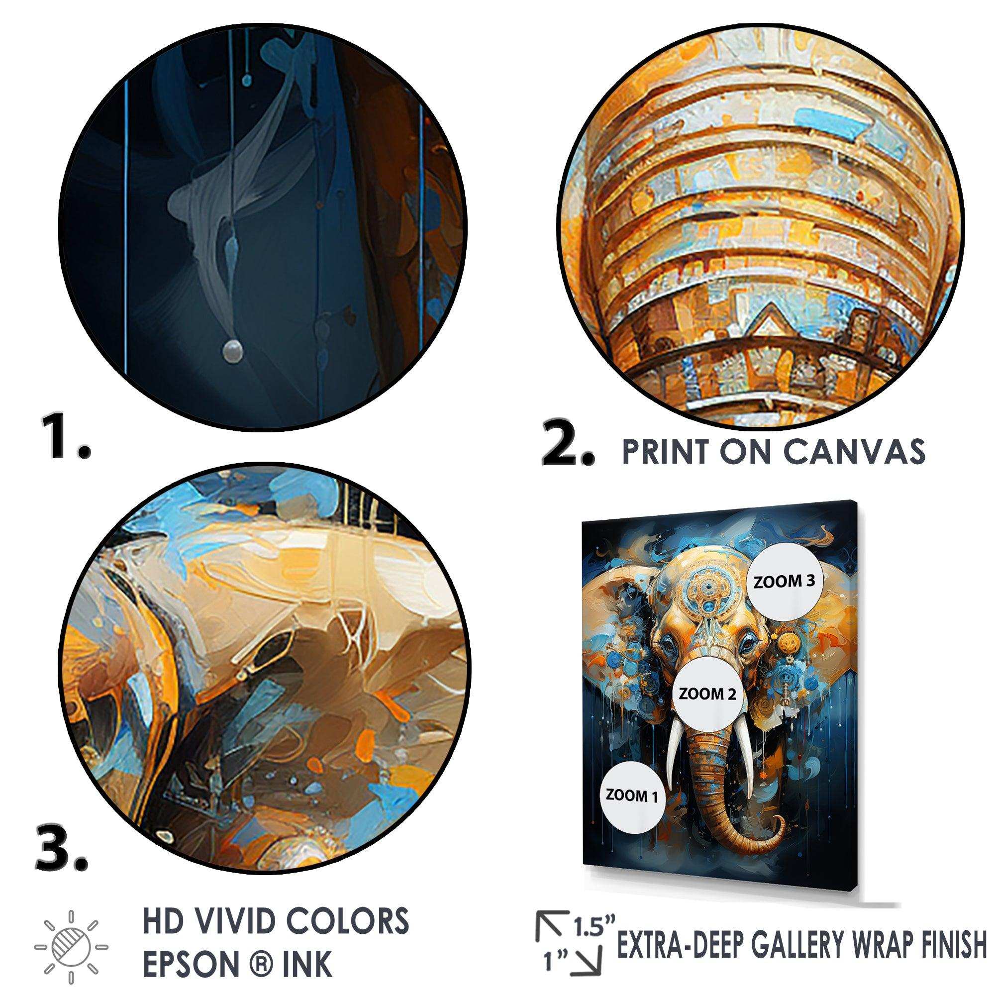 Abstract Elephant Dreamscape Portrait II - Animals Canvas Wall Art