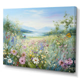 Simplity Wreath Green Flower Field - Floral Canvas Wall Art