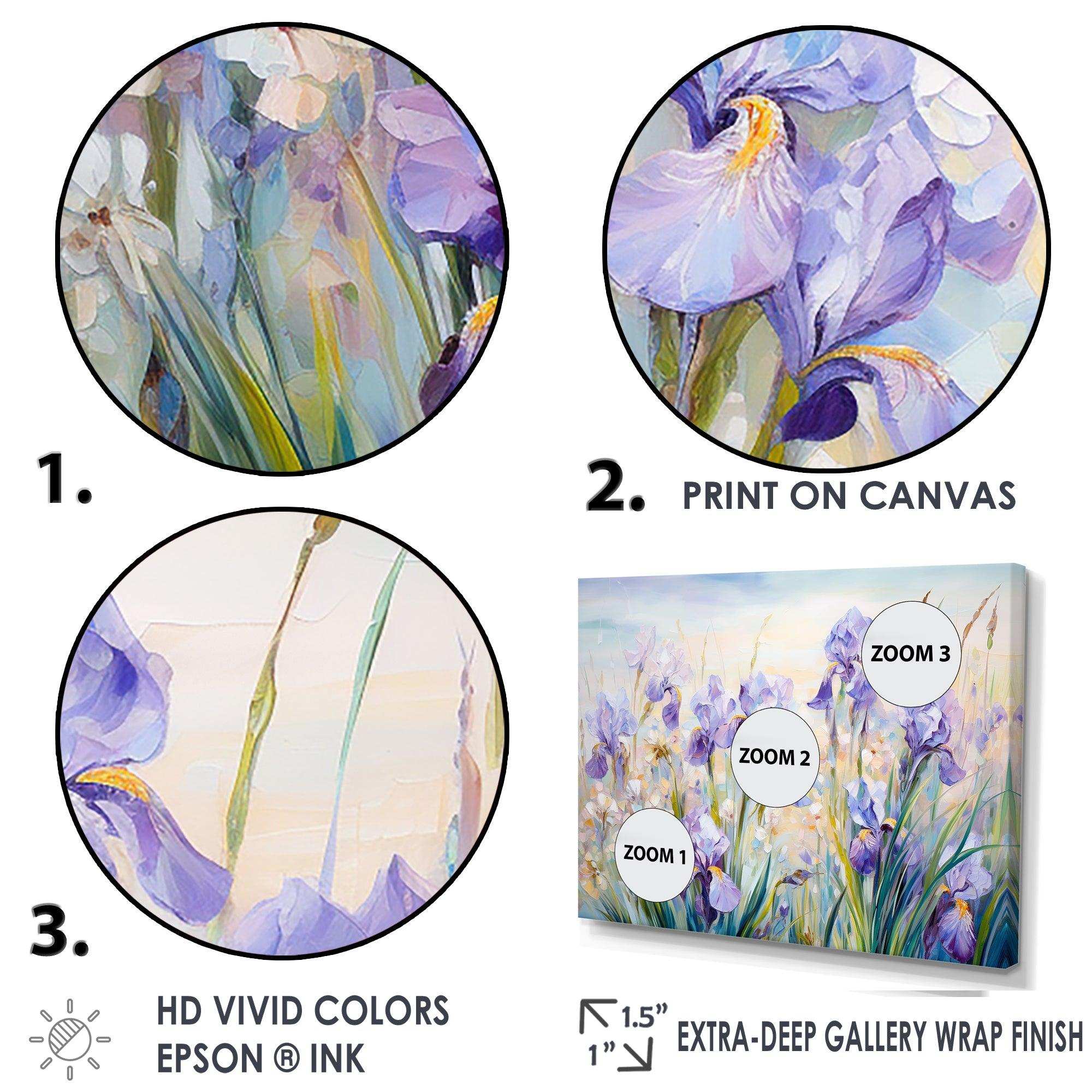 Purple Irises Country Charm - Floral Canvas Wall Art