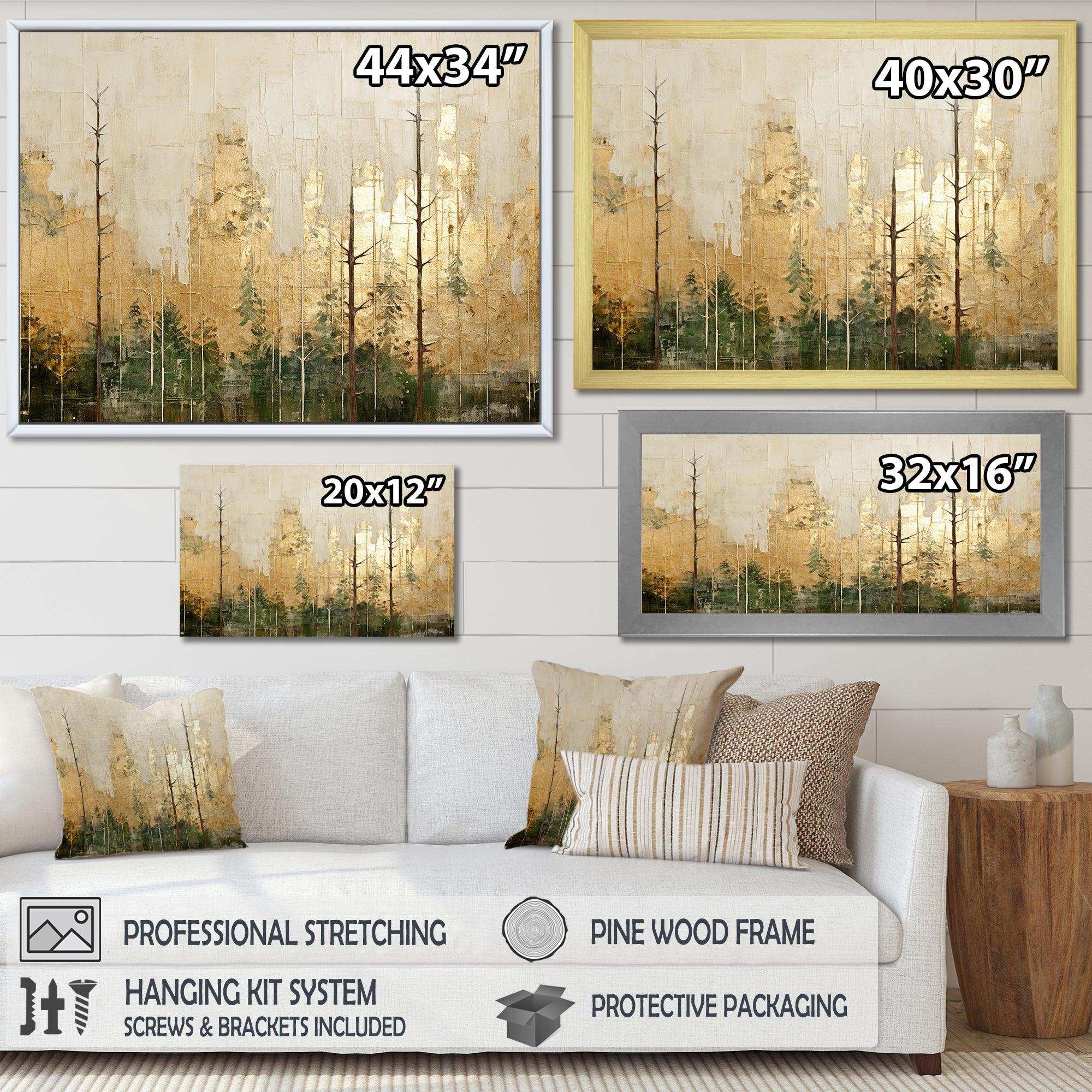 Minimalism Beige And Gold Forest I - Landscapes Canvas Wall Art