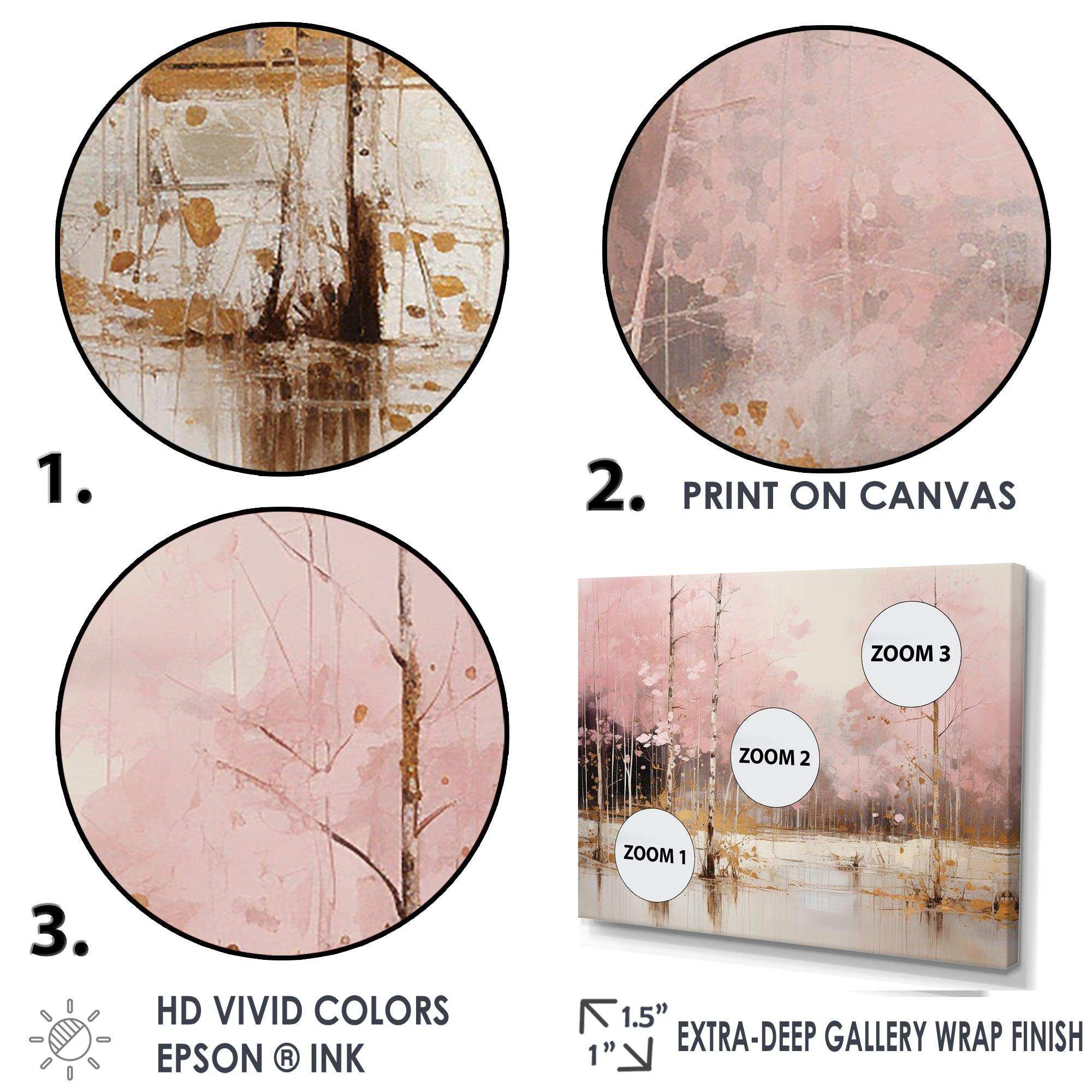 Minimalism Pink And Gold Forest I - Landscapes Canvas Wall Art