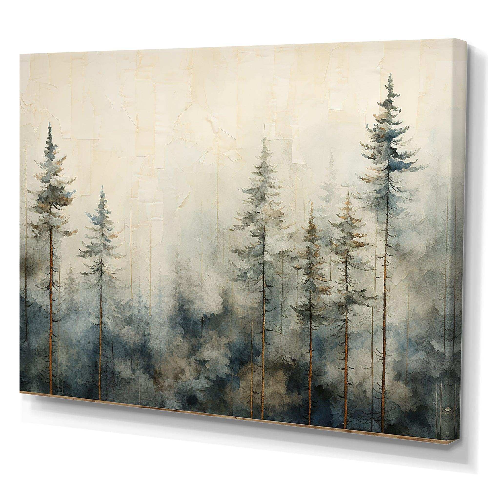 Minimalism Winter Pine Forest - Landscapes Canvas Wall Art