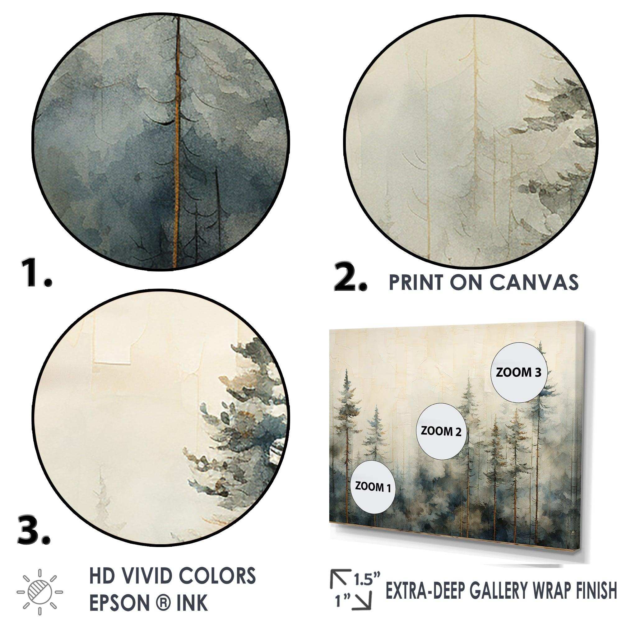 Minimalism Winter Pine Forest - Landscapes Canvas Wall Art