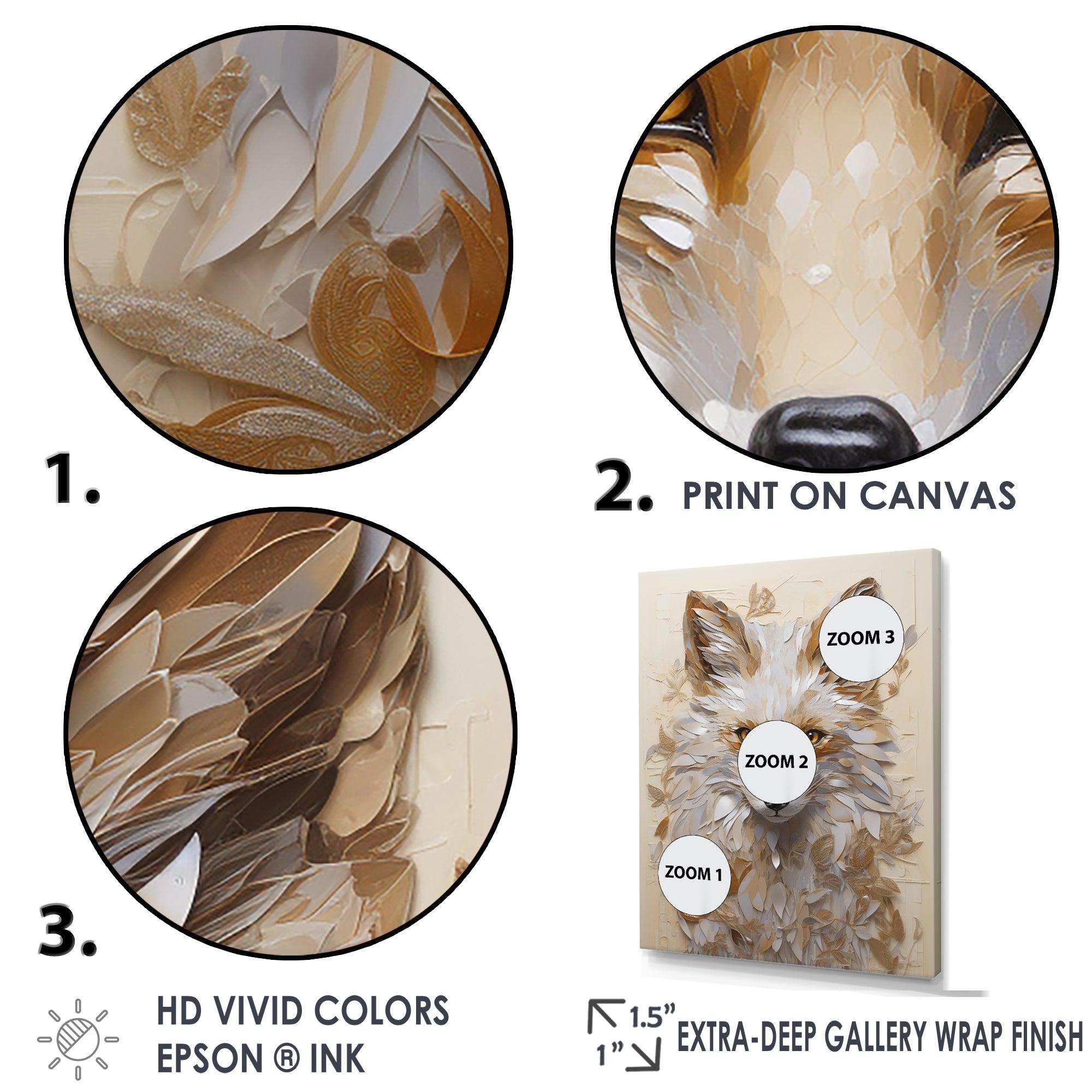 Minimalism Beige Fox Portait I - Animals Canvas Wall Art