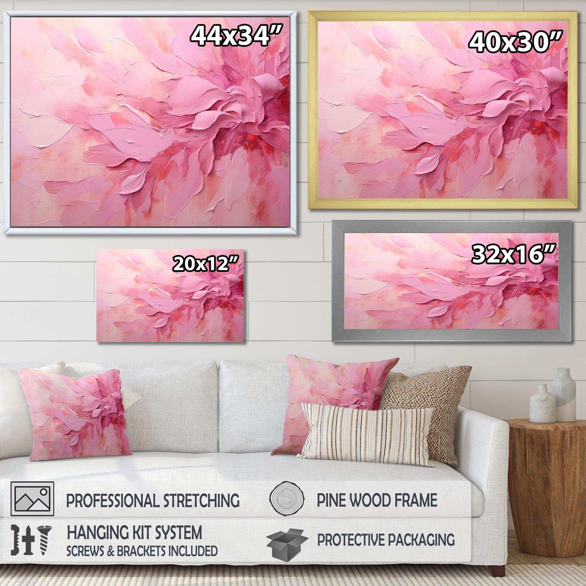 Gold And Pink Minimal Abstract River - Floral Canvas Wall Art