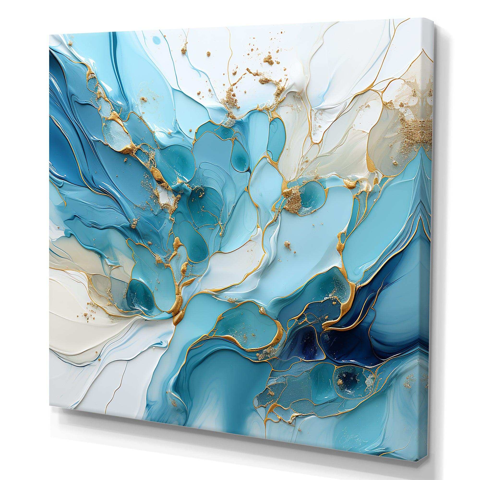 Blue And White Glacier Charm - Abstract Canvas Wall Art