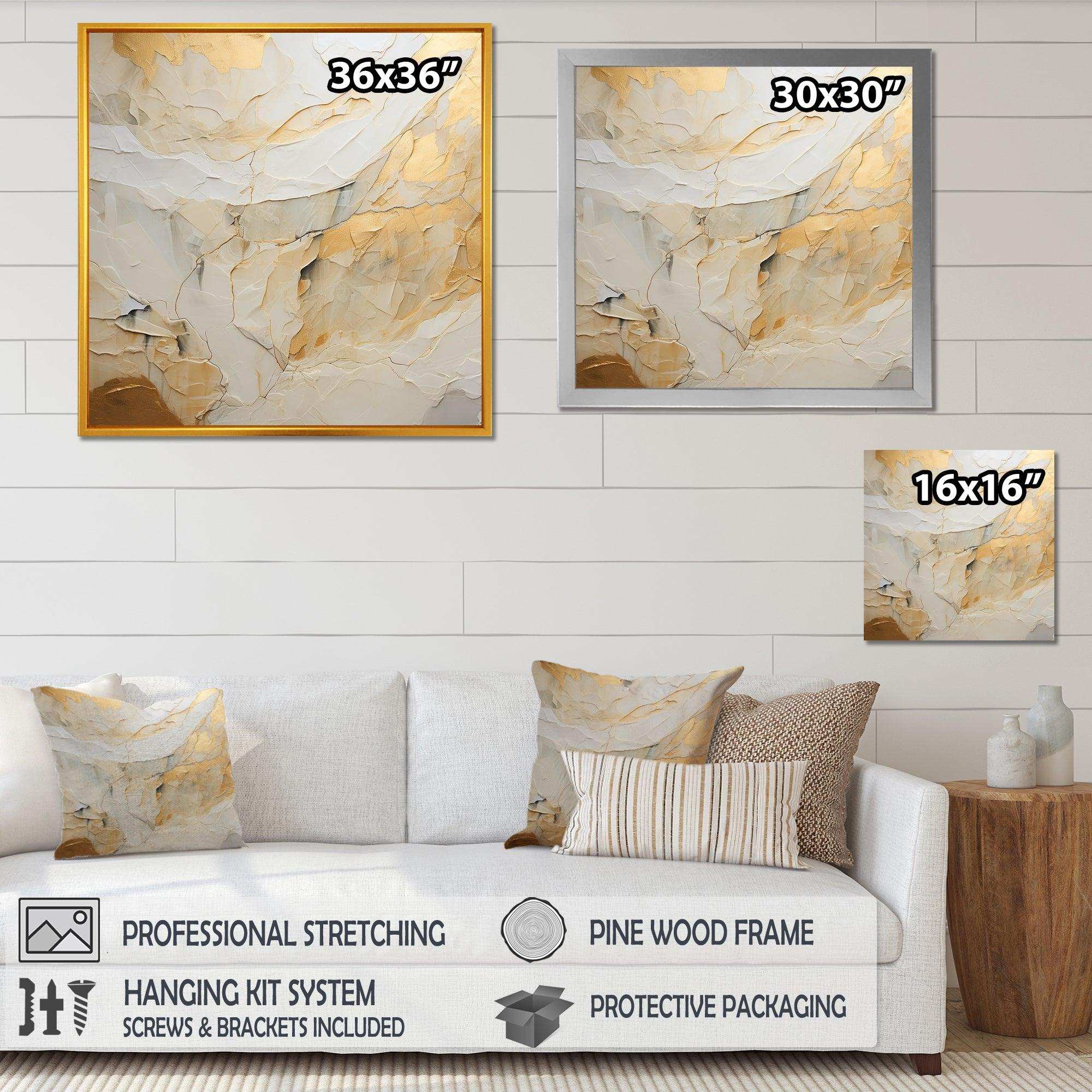 Beige And Gold Glacier Stone Simplicity II - Abstract Canvas Wall Art