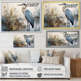 Blue Great Heron In Miminal Harmony II - Animals Canvas Wall Art