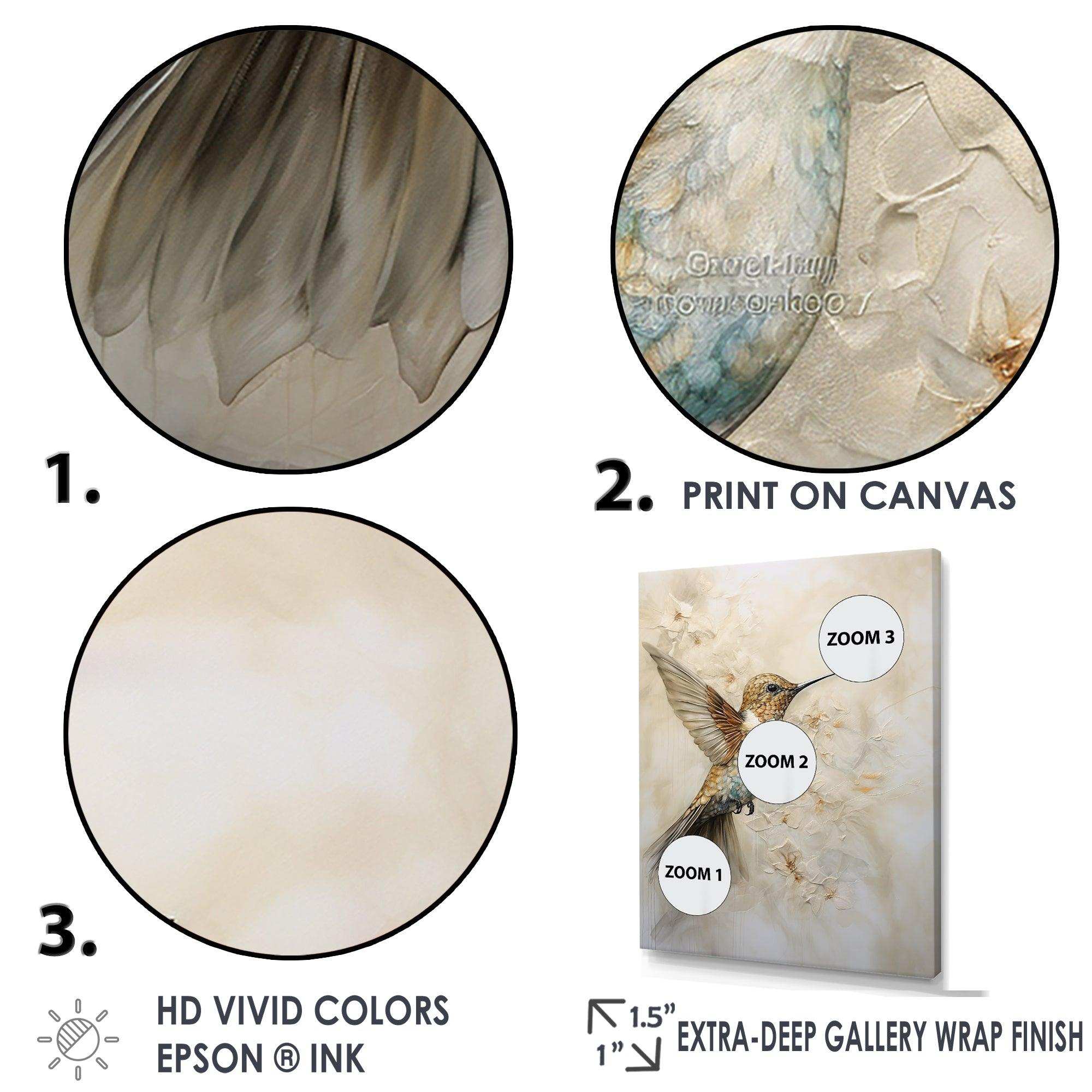 Fluttering Floral Hummingbird III - Animals Canvas Wall Art