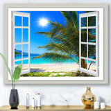 Window Open to Beach with Palm