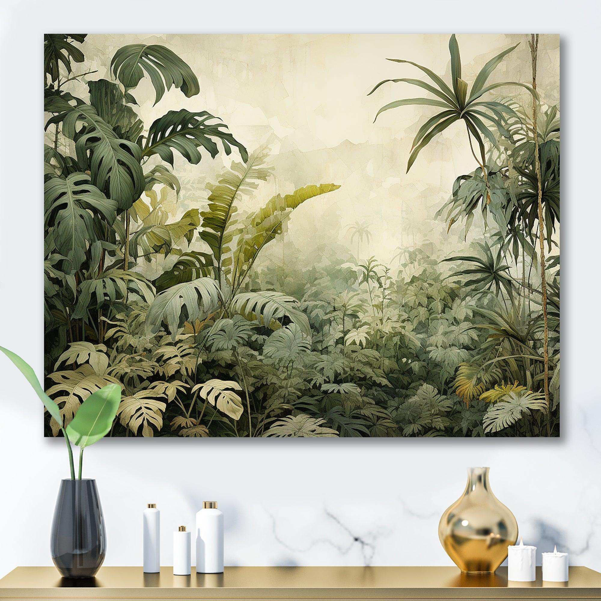 Vintage Jungle Landscape - Landscapes Canvas Wall Art