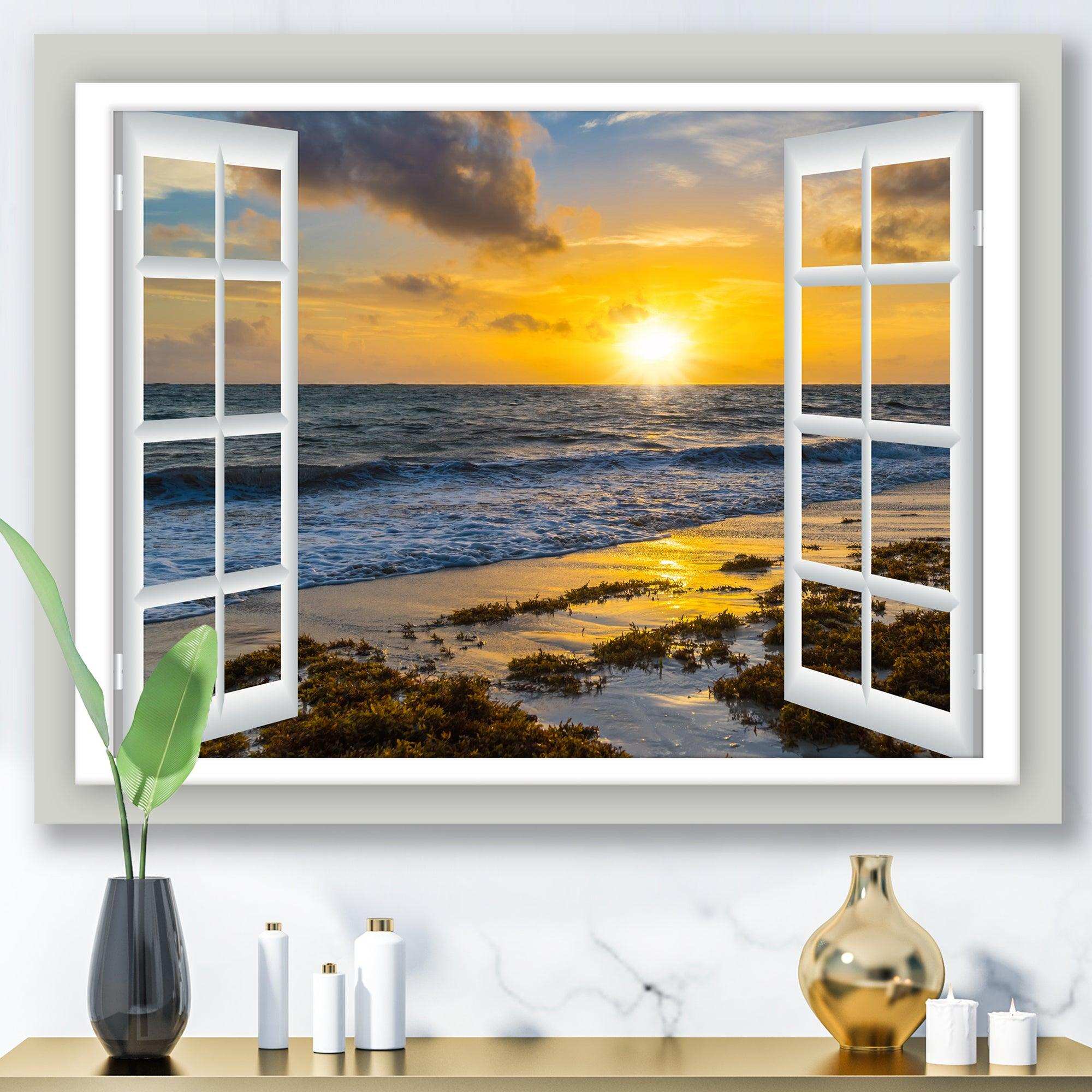 Open Window to Bright Yellow Sunset