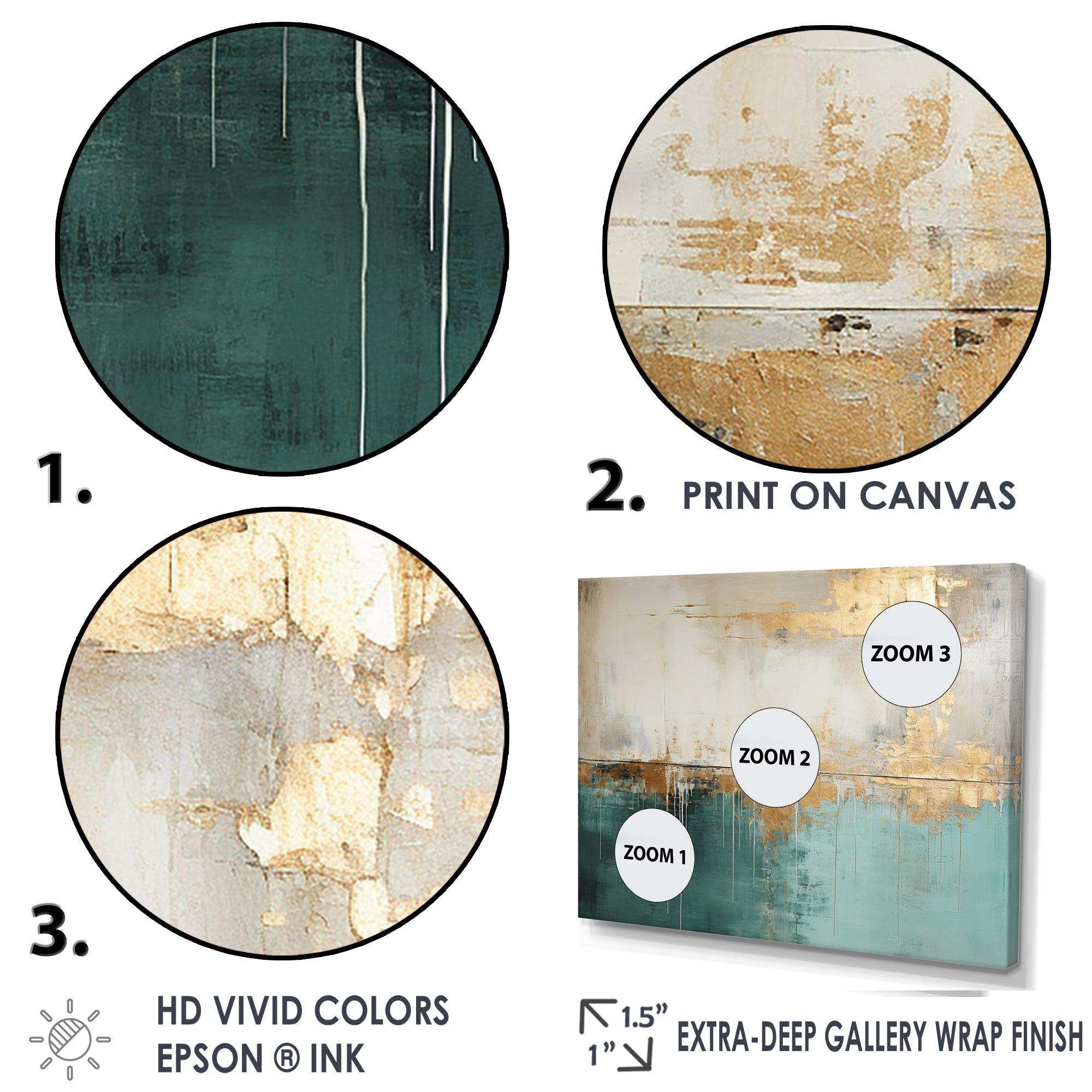 Minimalism Gold And Teal Horizon - Abstract Canvas Wall Art