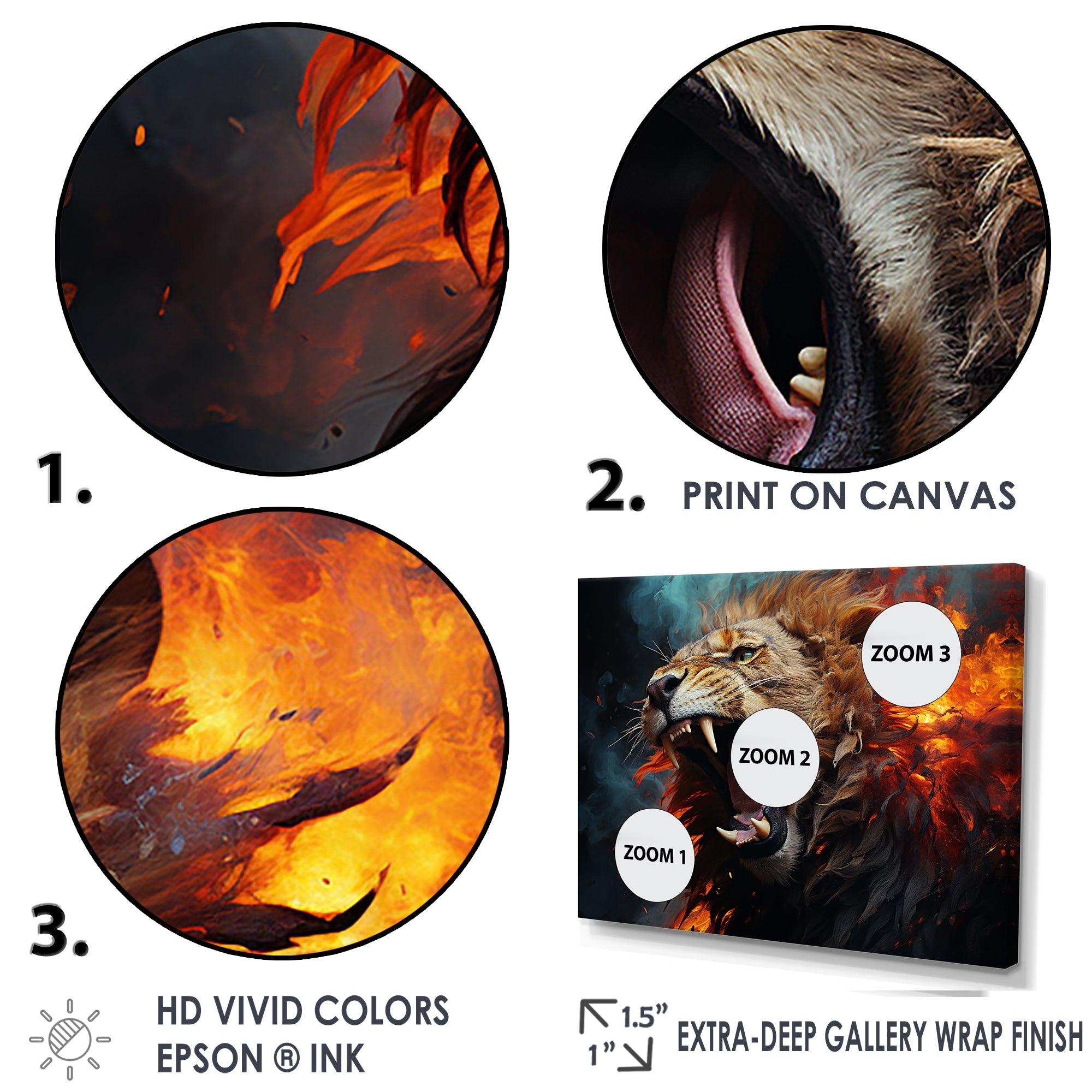 Lions Roaring Echoes I - Animals Canvas Wall Art