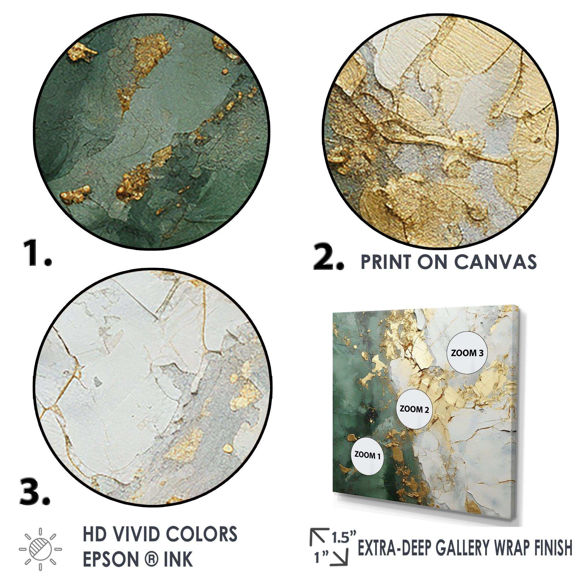 Gold And Green Paint Fusion - Abstract Canvas Wall Art