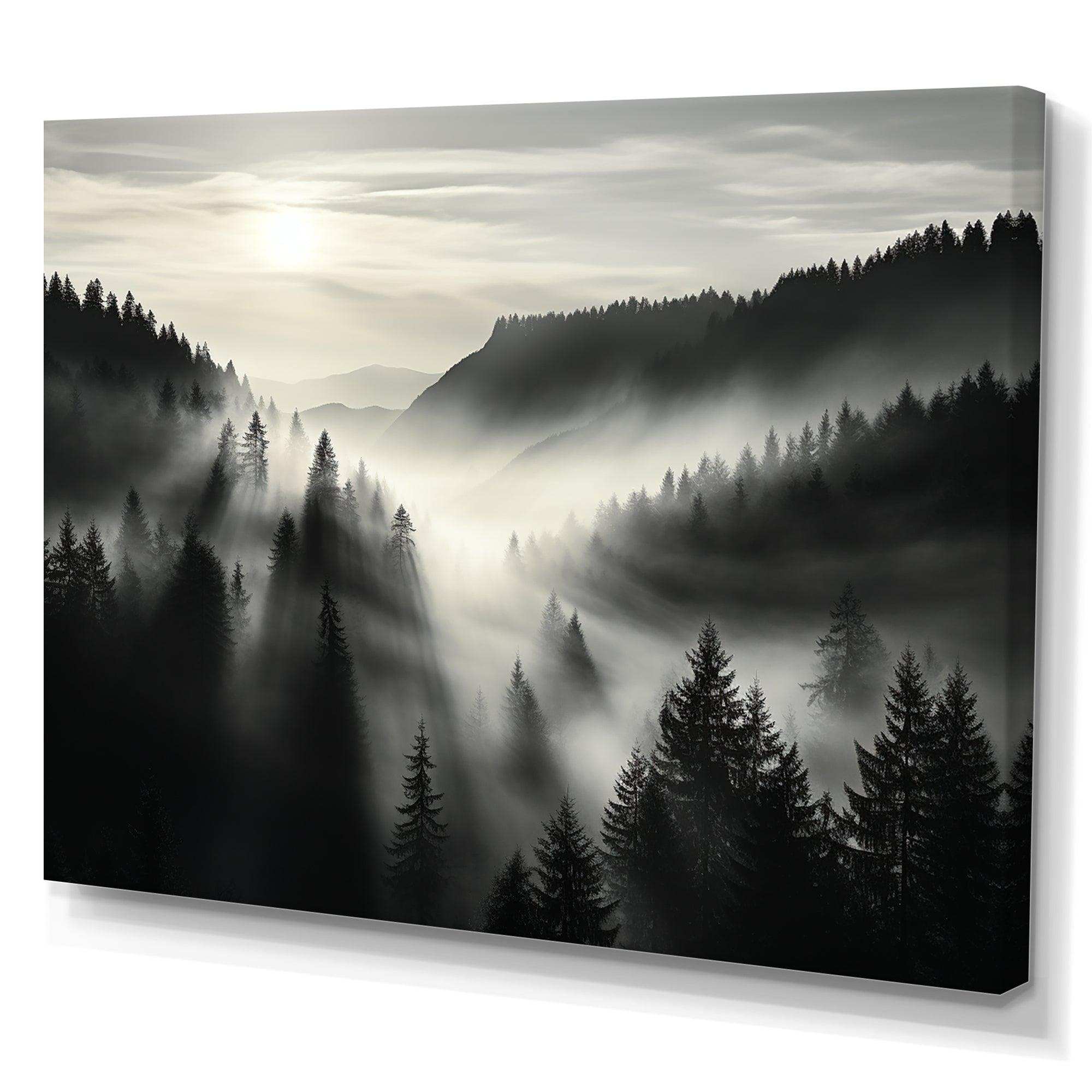 Mysterious Misty Mountain Morning - Abstract Canvas Wall Art