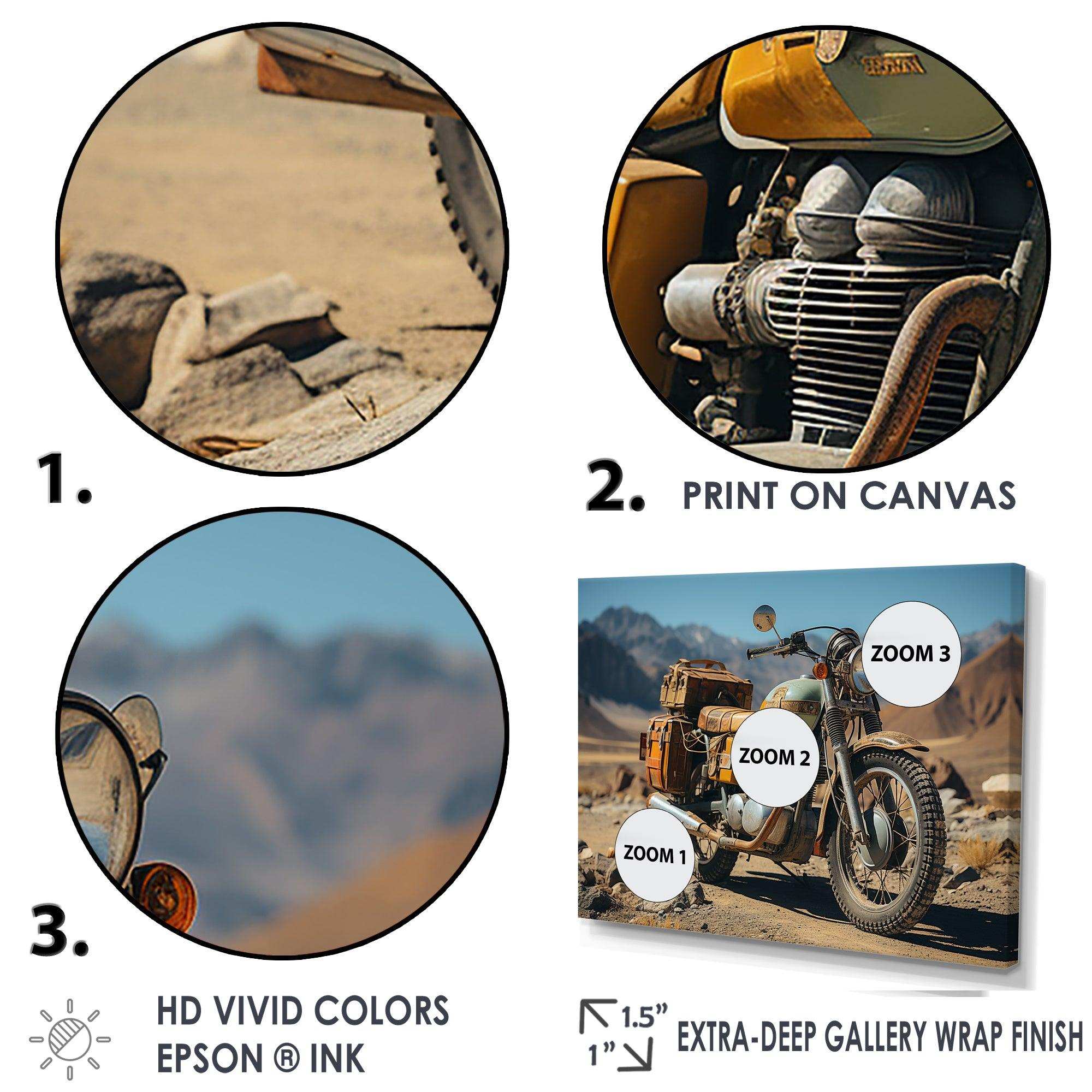 Rustic Adventure Cruiser Motorcycle - Transportation Canvas Wall Art