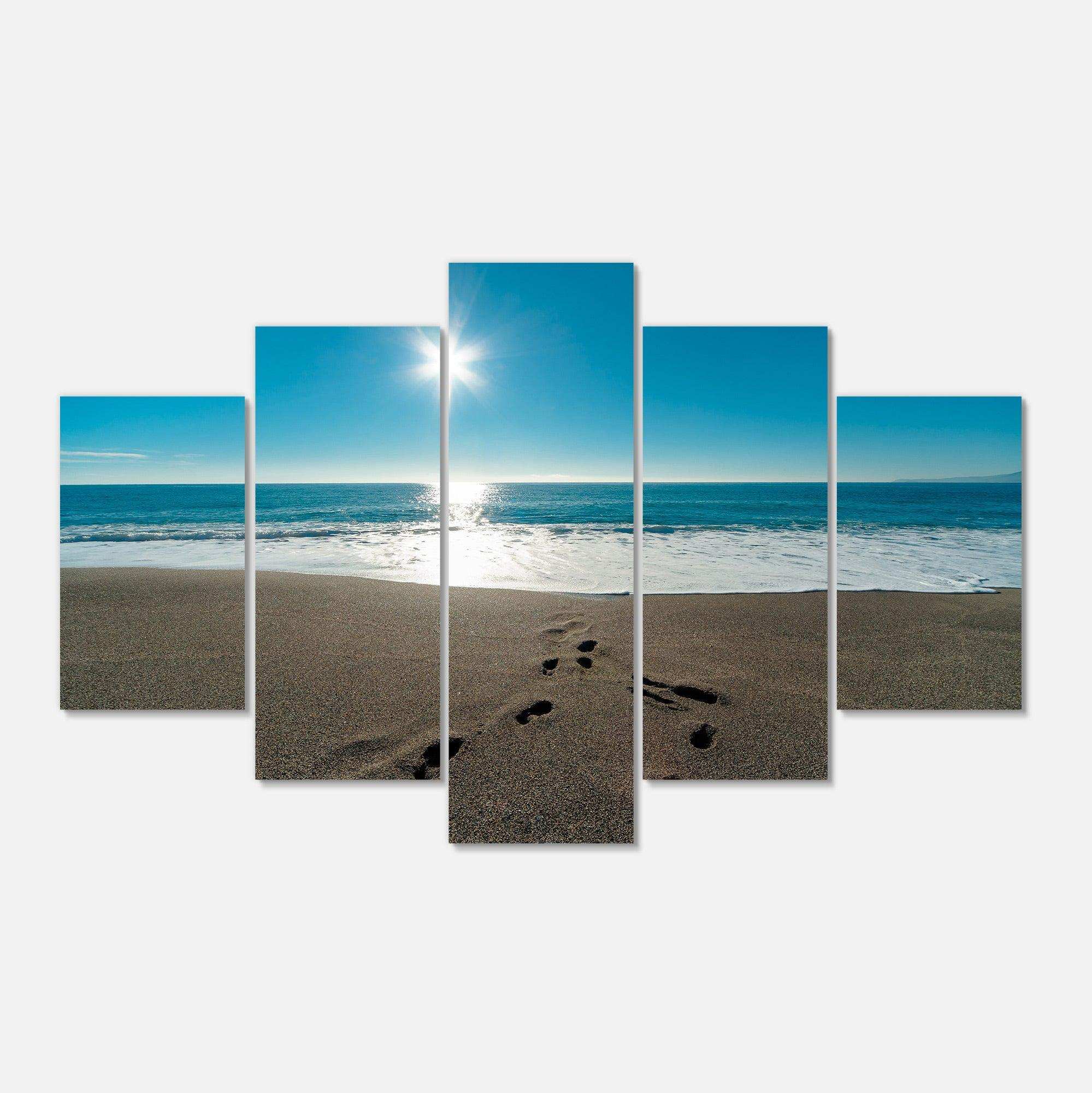Blue Sea and Footprints in Sand Multi-Panels