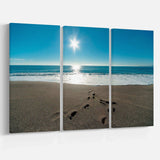 Blue Sea and Footprints in Sand Multi-Panels