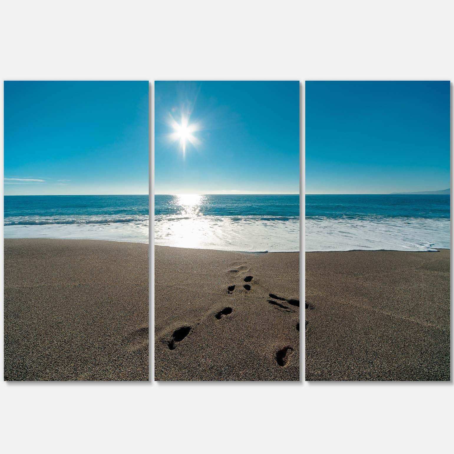 Blue Sea and Footprints in Sand Multi-Panels