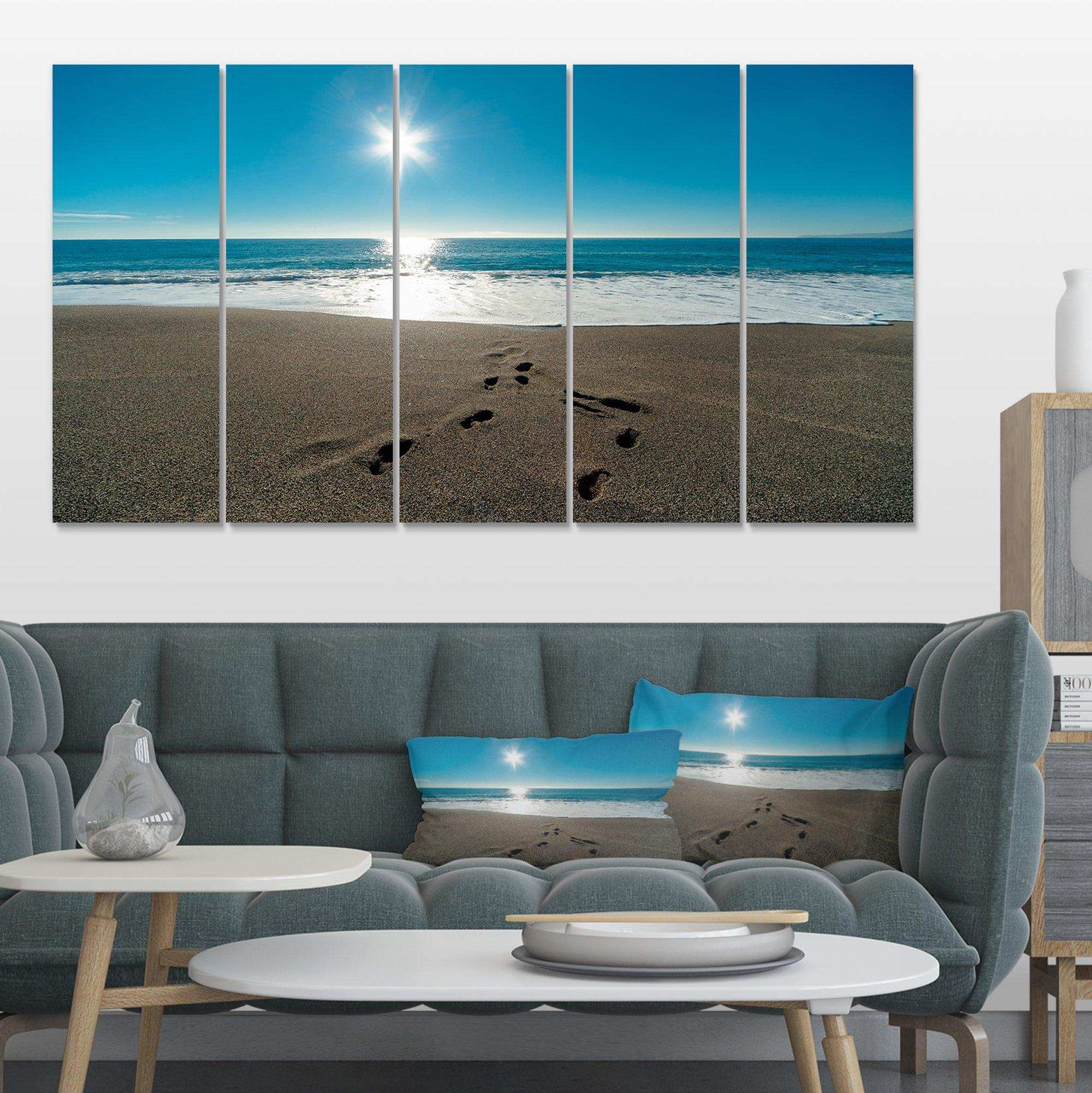 Blue Sea and Footprints in Sand Multi-Panels