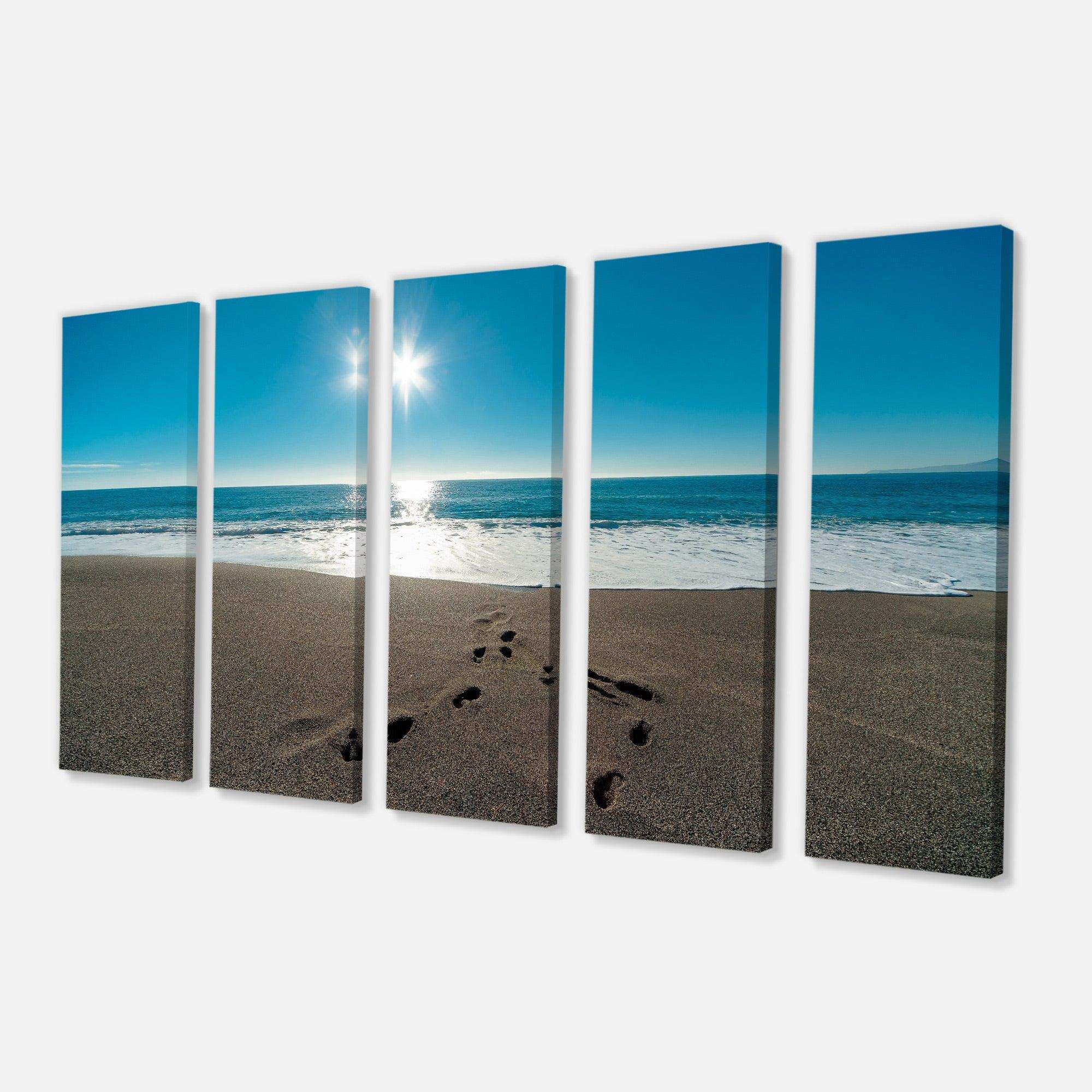 Blue Sea and Footprints in Sand Multi-Panels