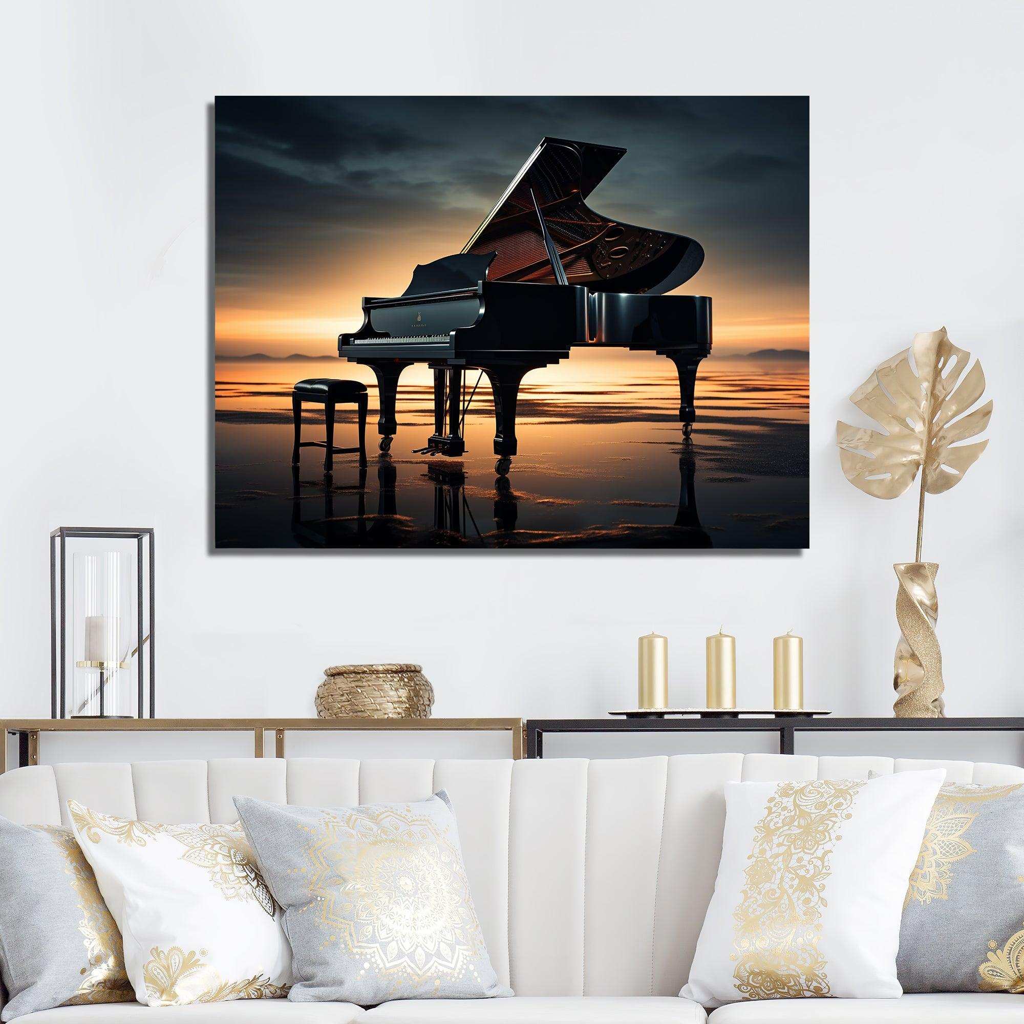 Piano Symphony In Silhouette I - Music Canvas Wall Art