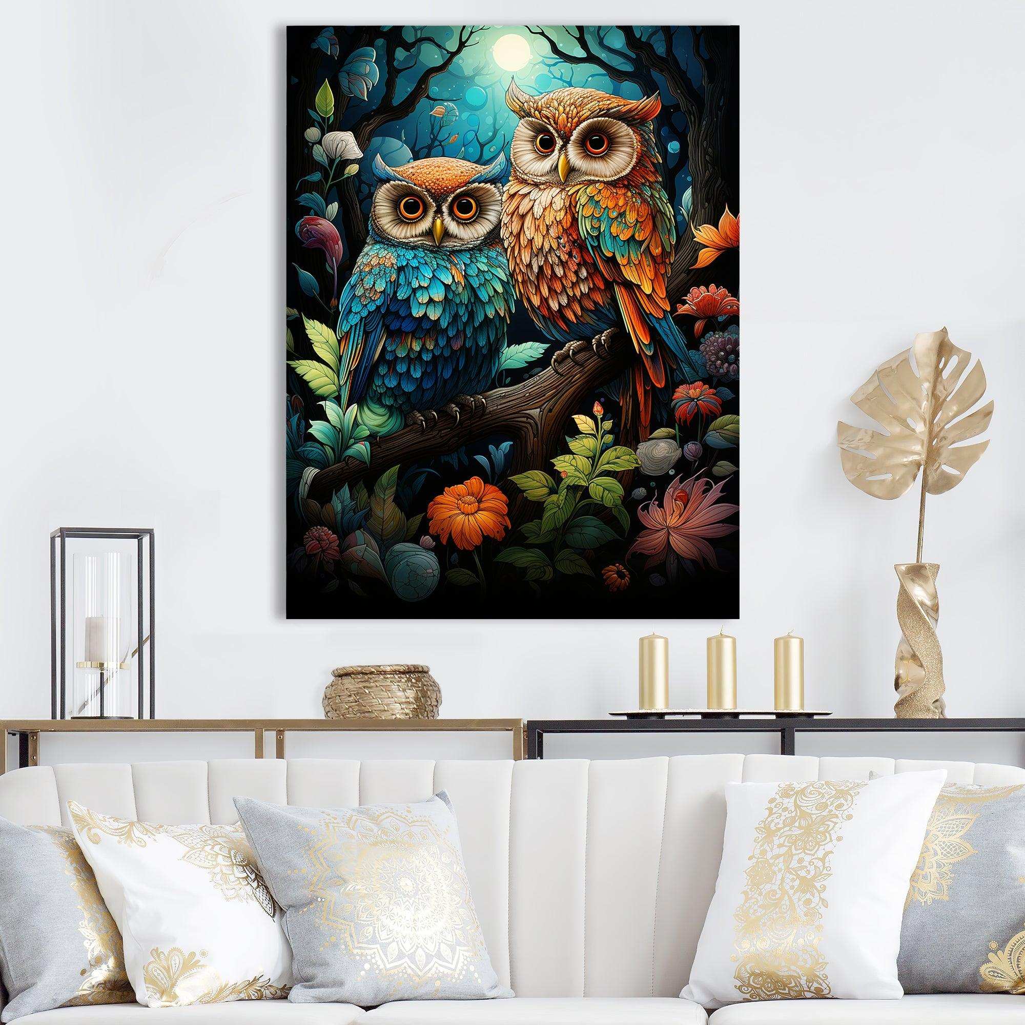 Native Owls Guardians Of The Forest - People Canvas Wall Art