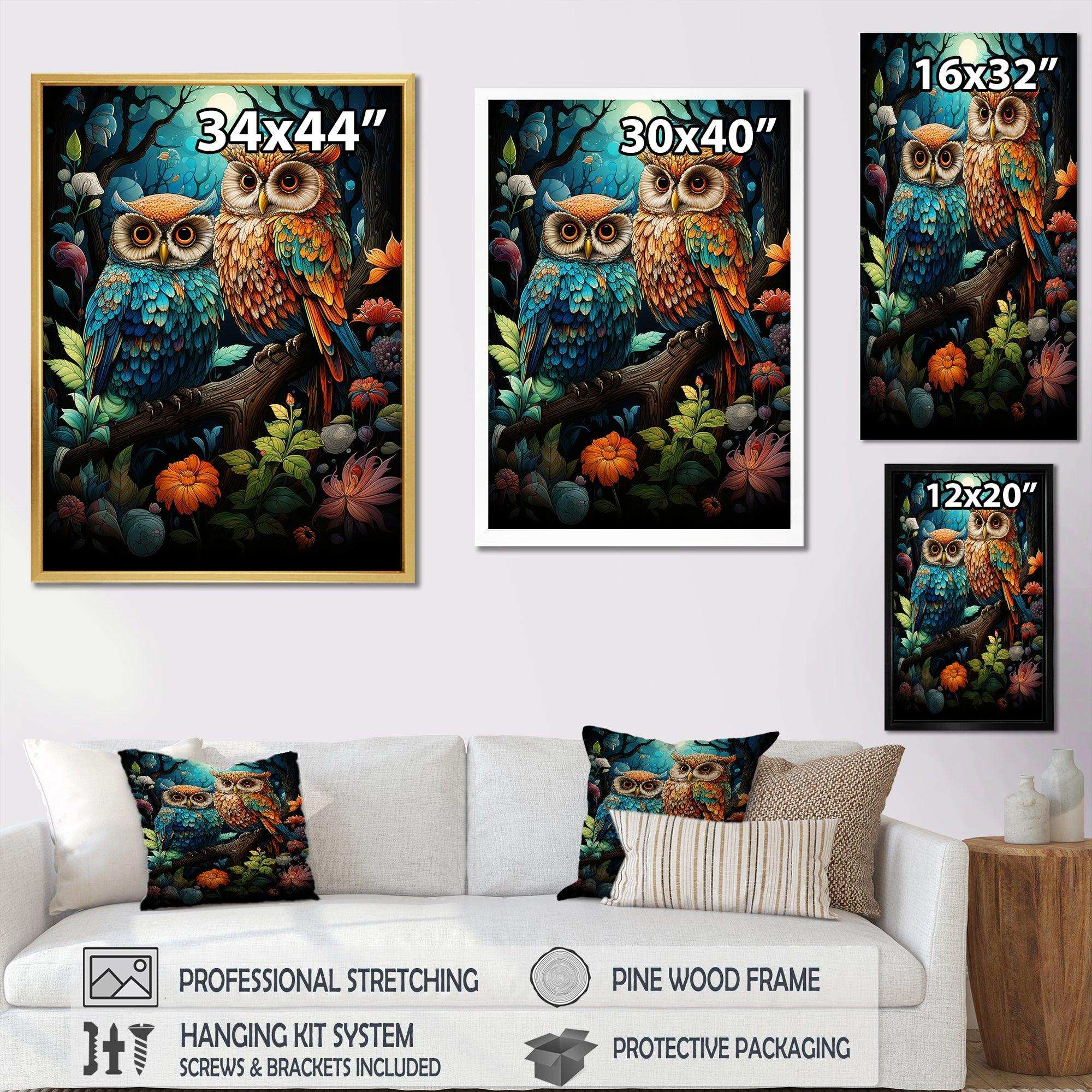 Native Owls Guardians Of The Forest - People Canvas Wall Art