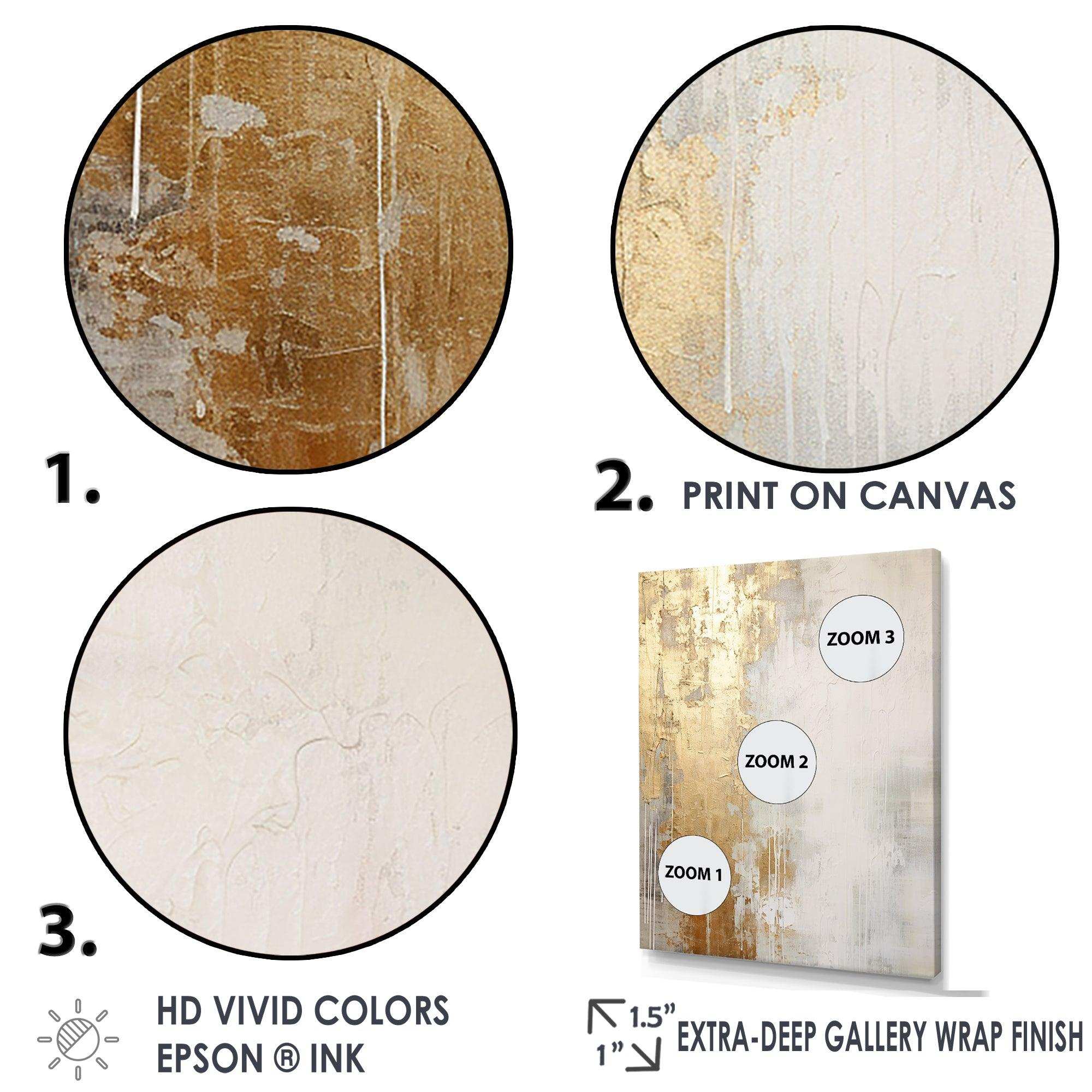 Minimal Gold And Beige Abstract River III - Landscapes Canvas Wall Art